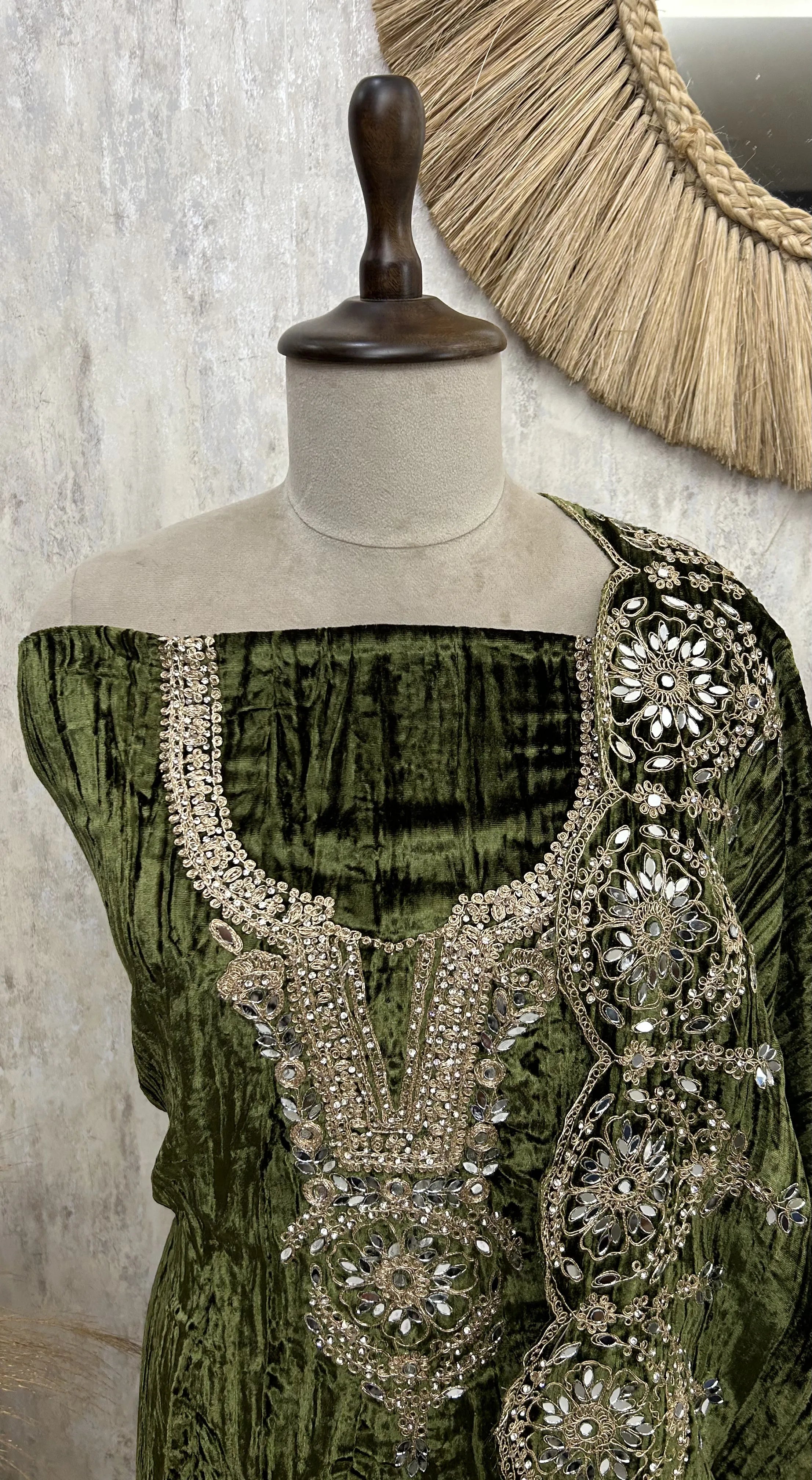 Velvet Unstitched Suit with Mirror Embellishments