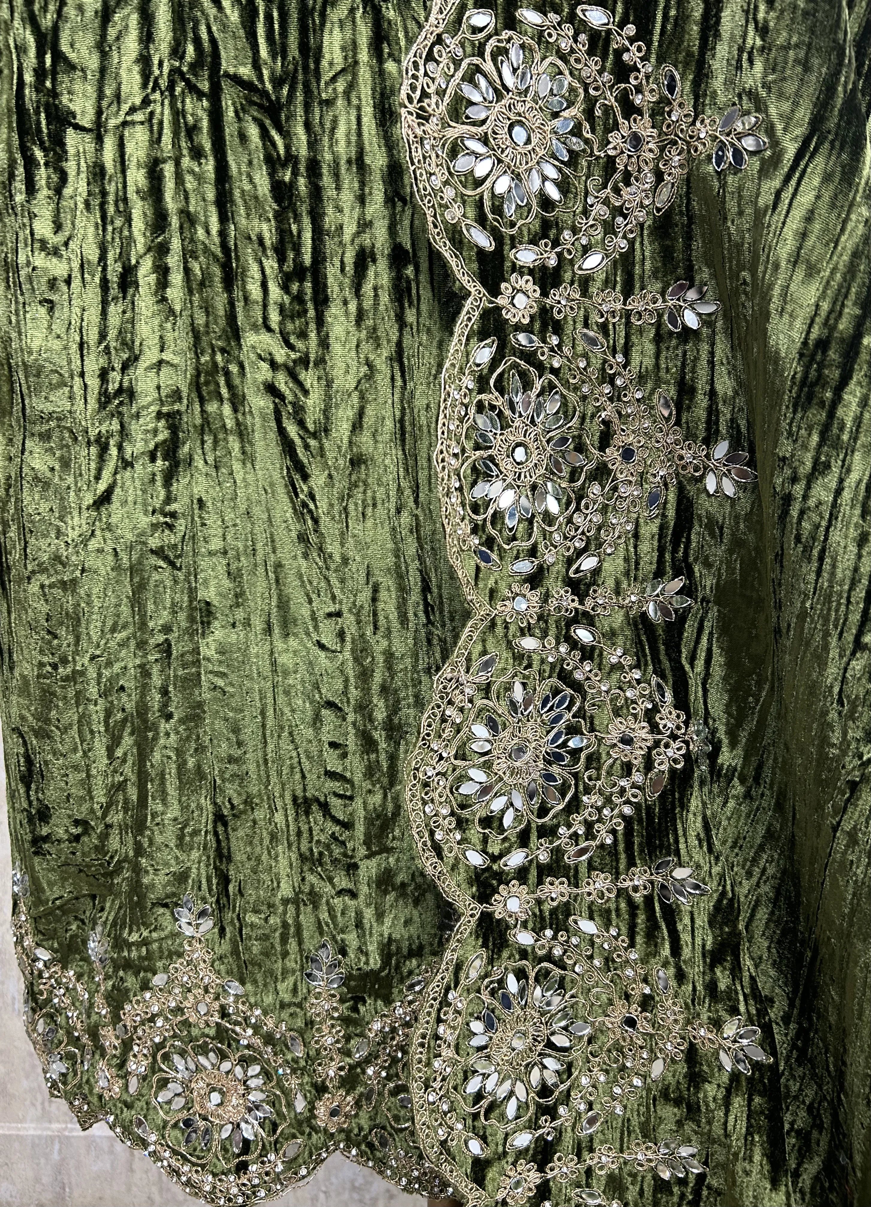 Velvet Unstitched Suit with Mirror Embellishments