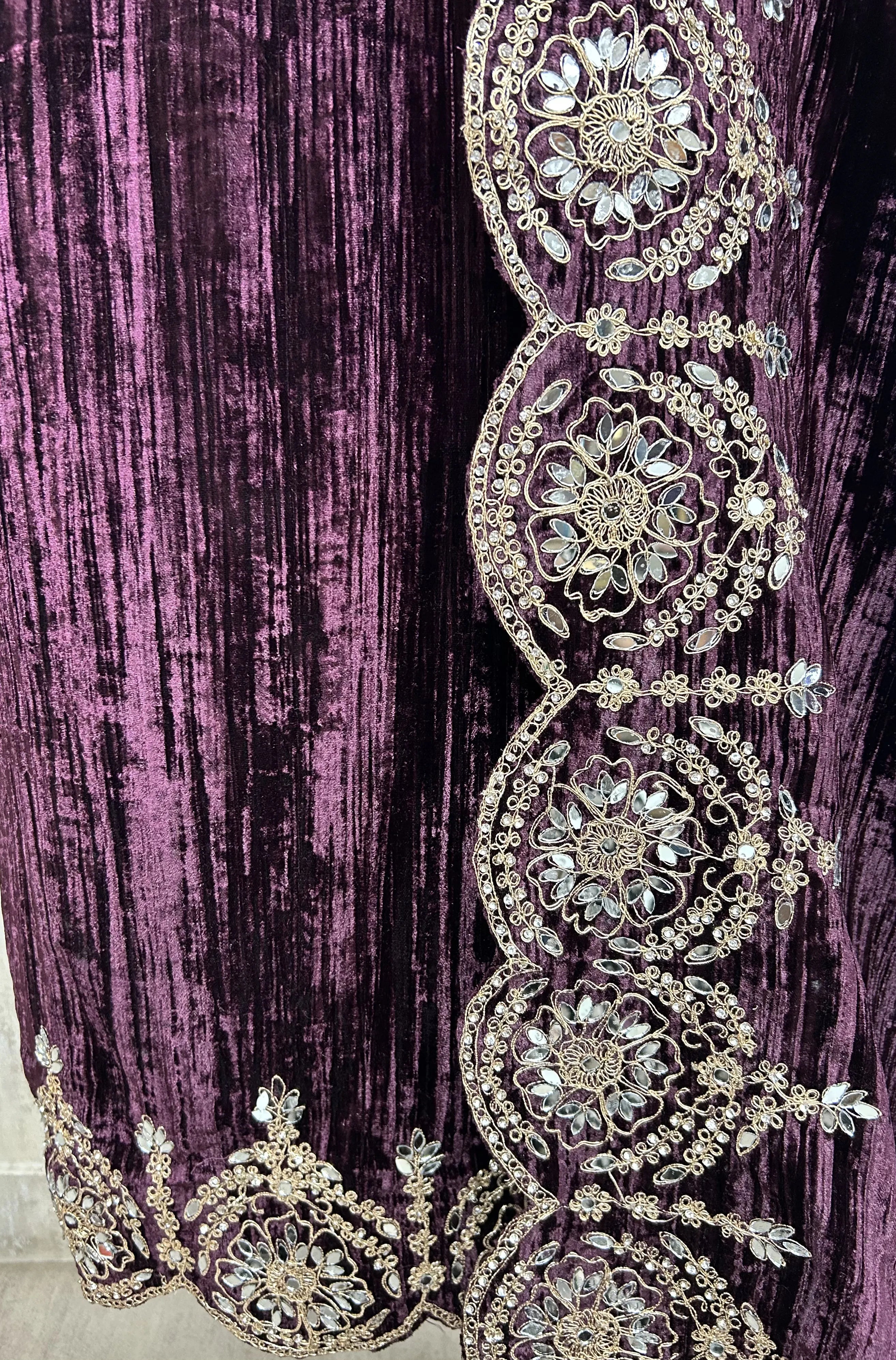 Velvet Unstitched Suit with Mirror Embellishments
