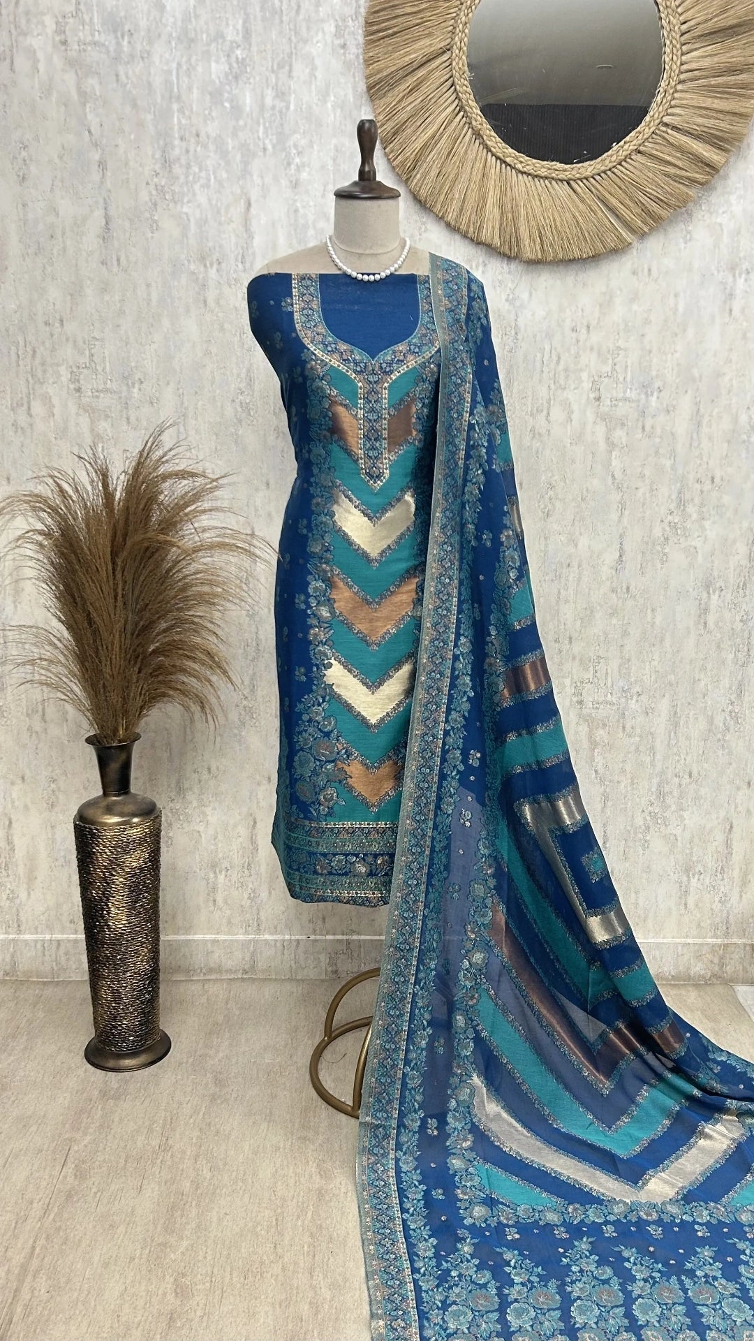 Luxury pure silk unstitched suit set