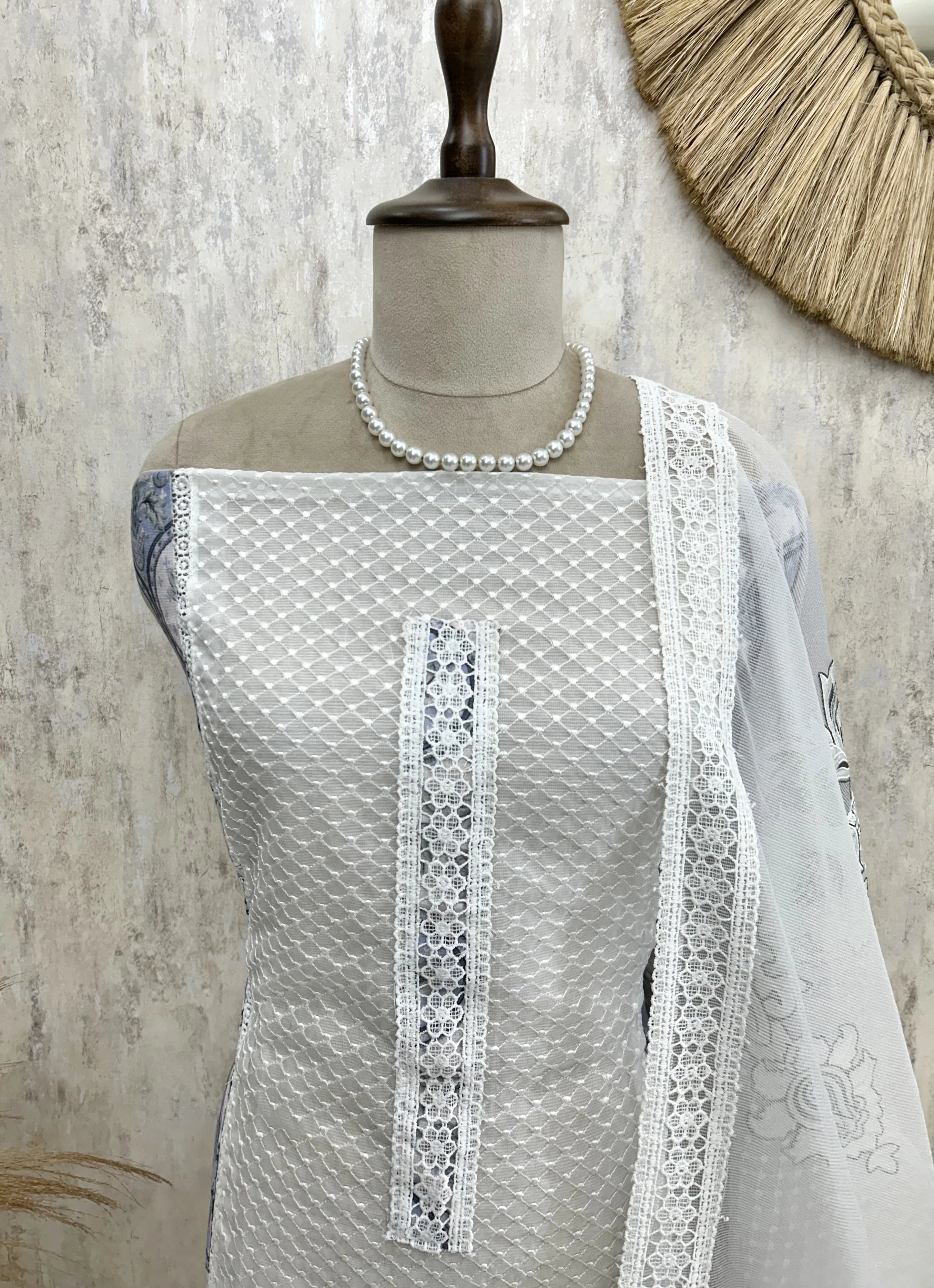 Lace Work Kota Unstitched Suit Set