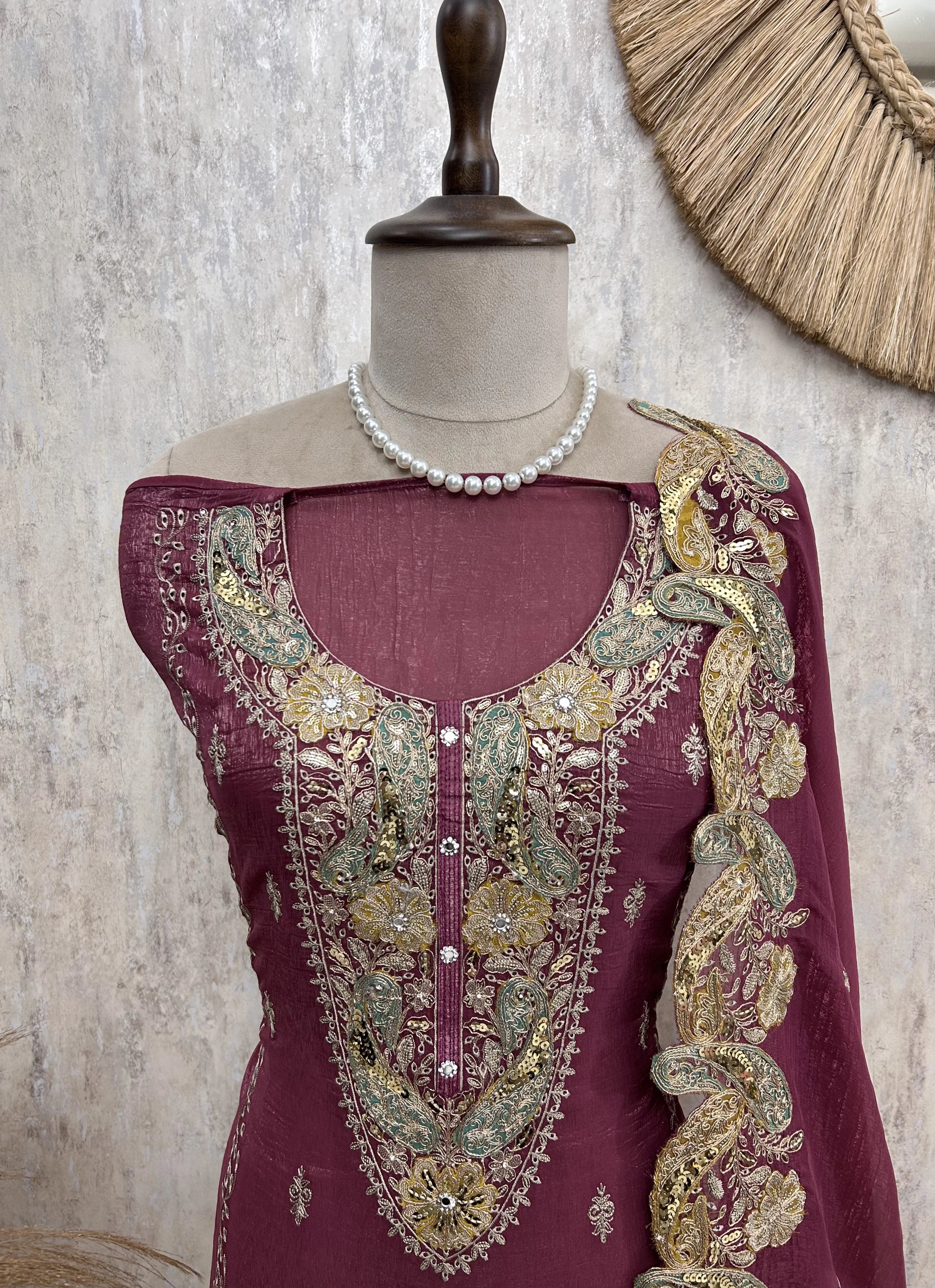 Sequence Work On Onex Unstitched Suit Set