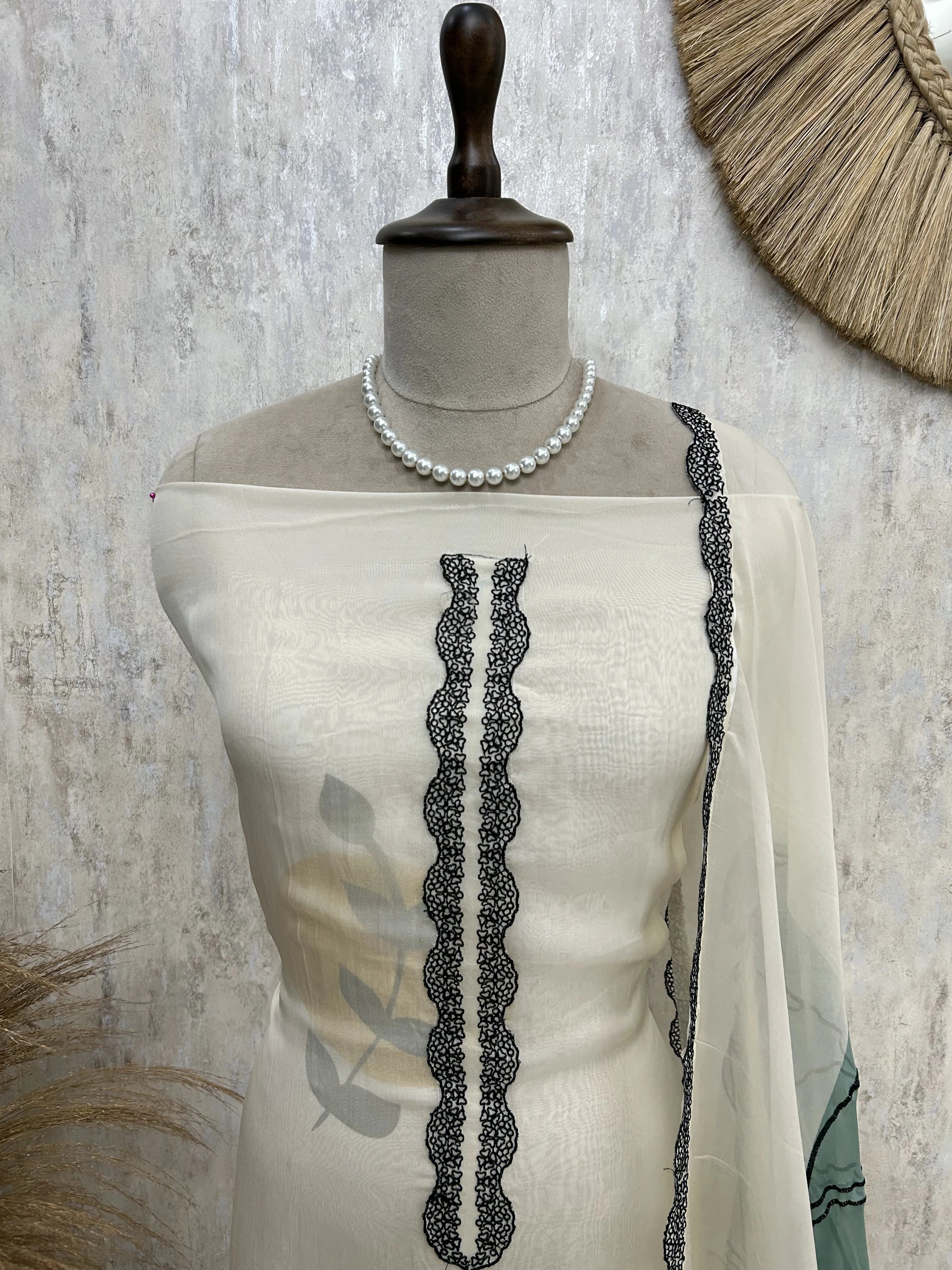 Digital Print Organza Unstitched Suit Set