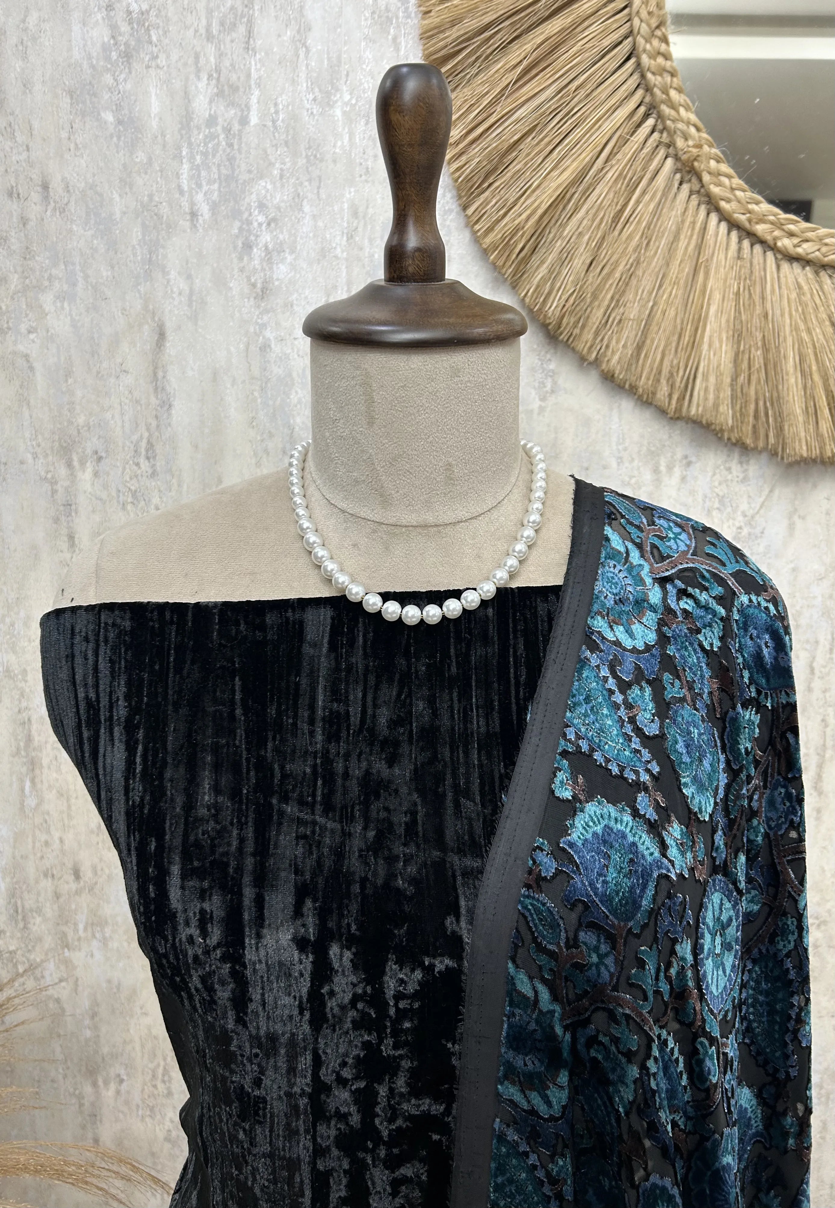 Velvet Unstitched Suit with Brasso Dupatta