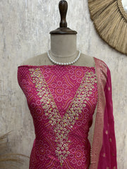 Chinon Unstitched Suit Set With Embroidered Neckline
