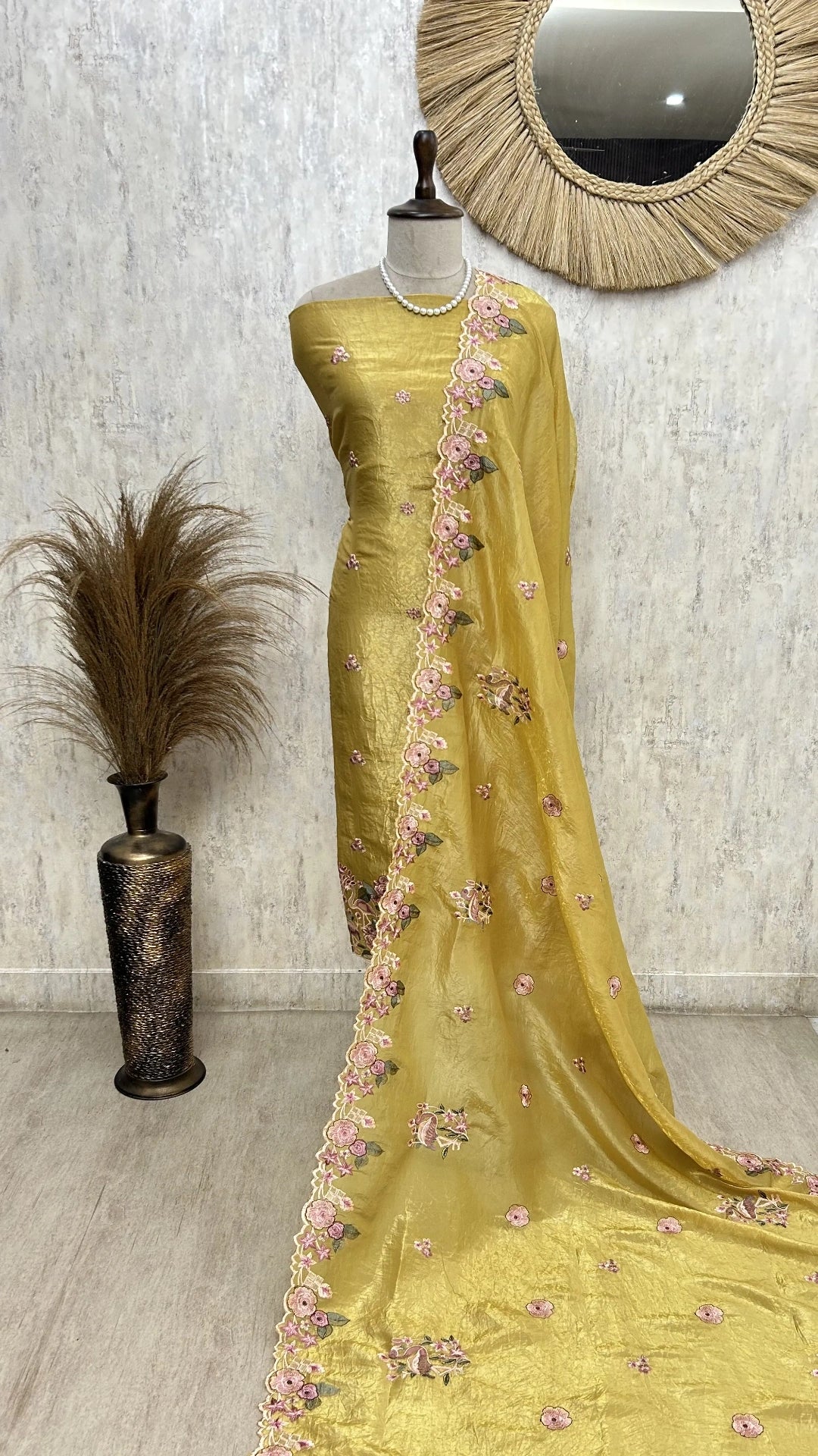 Flamingo Organza Unstitched Suit