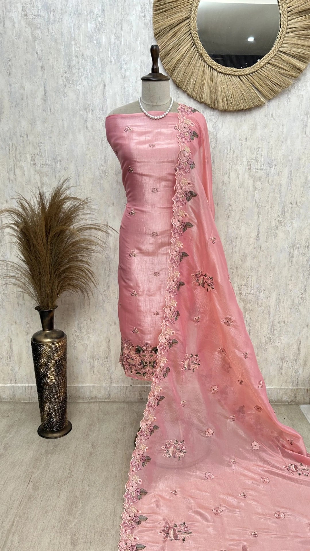 Flamingo Organza Unstitched Suit