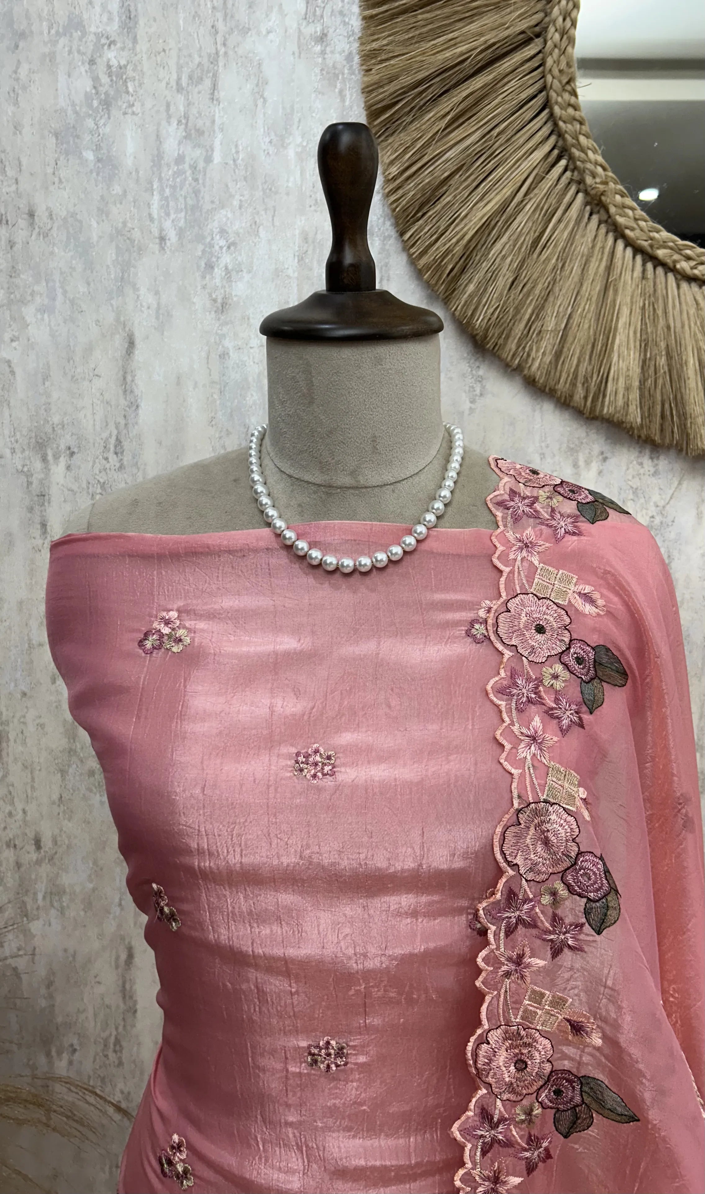 Flamingo Organza Unstitched Suit