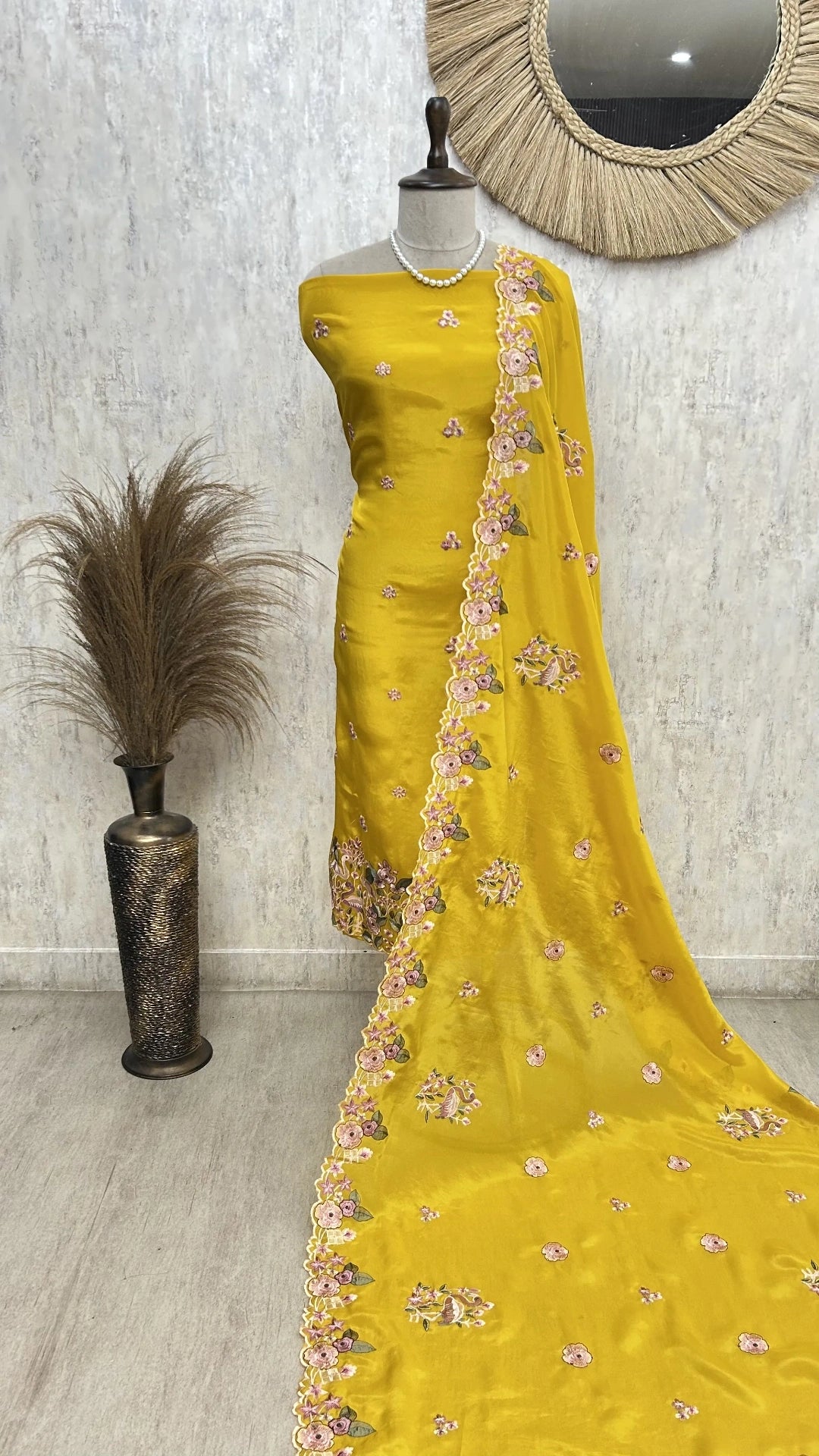 Flamingo Organza Unstitched Suit