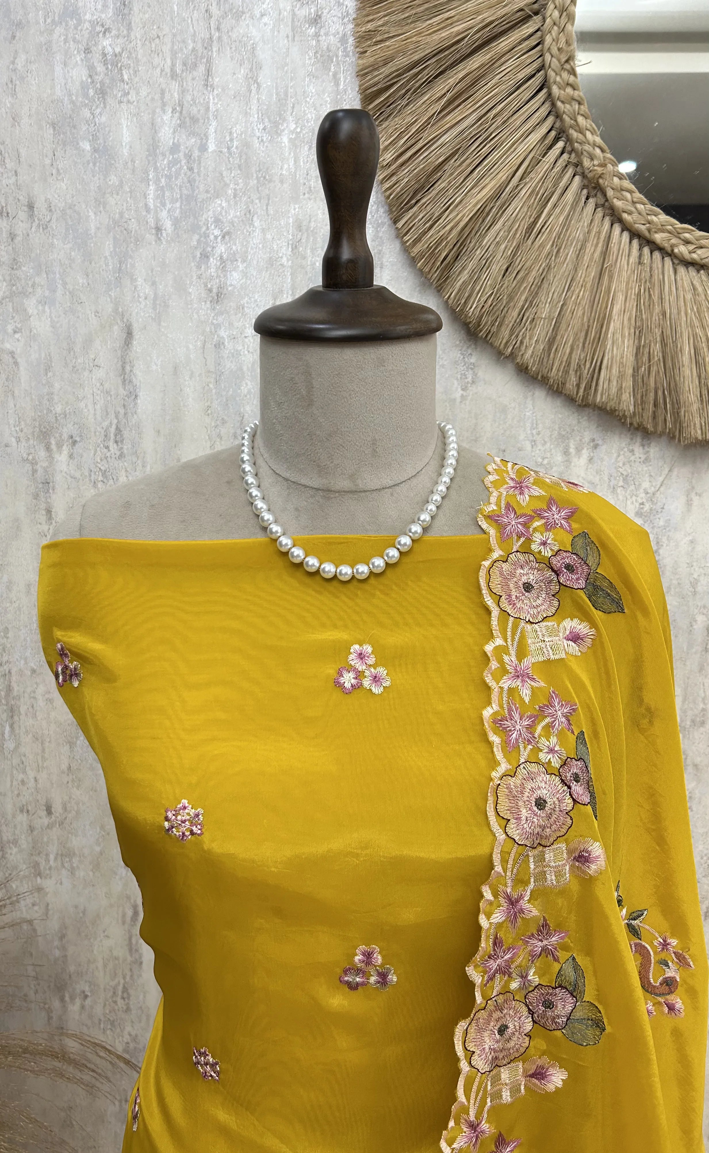 Flamingo Organza Unstitched Suit