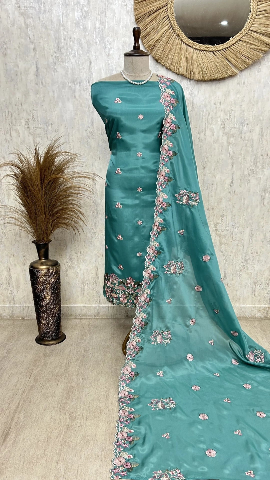 Flamingo Organza Unstitched Suit