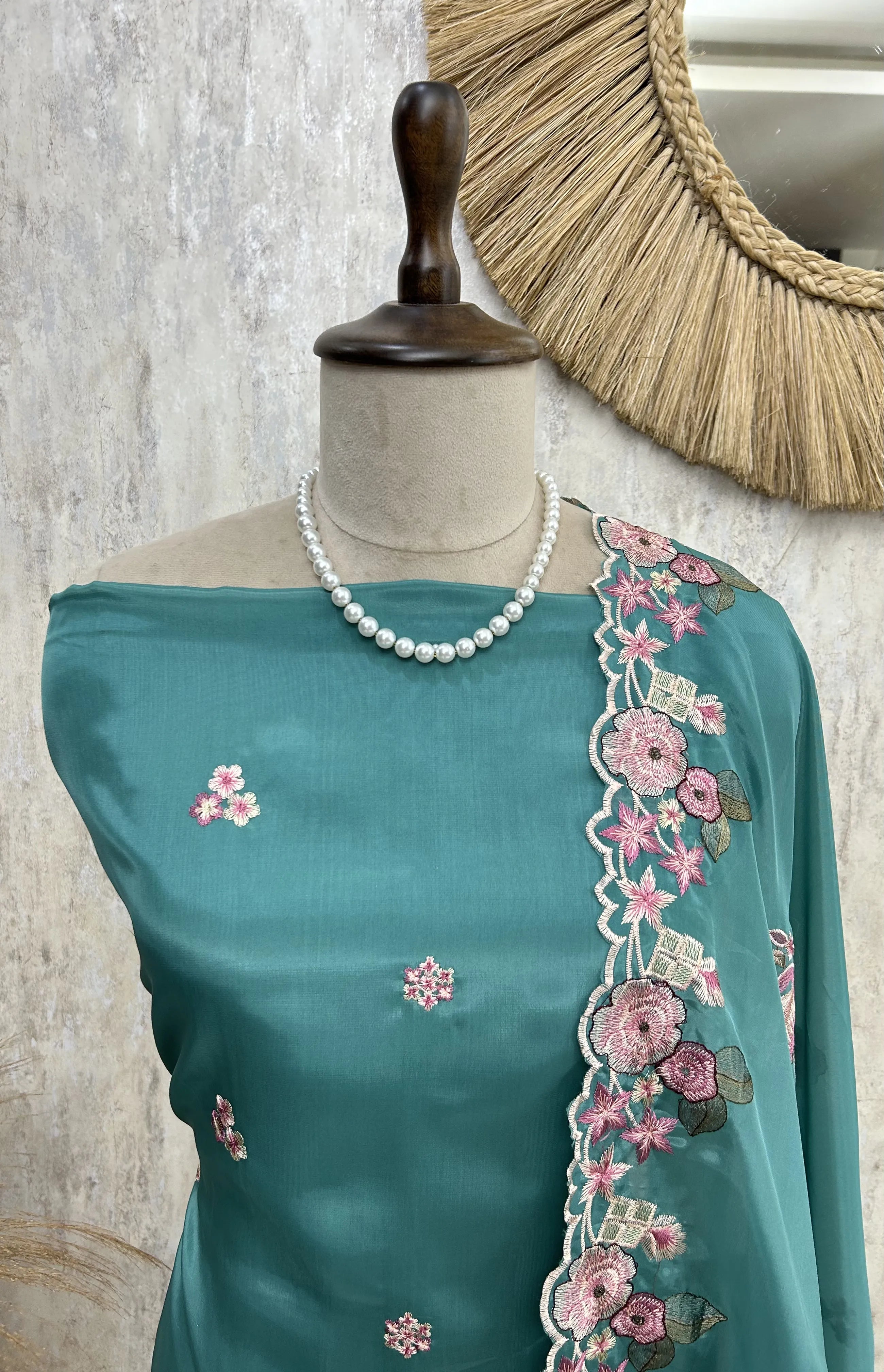 Flamingo Organza Unstitched Suit