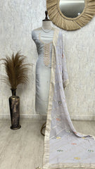 Graceful Tissue Silk Unstitched Suit