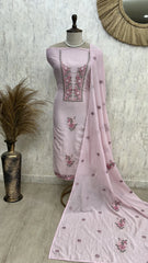 Embroidered Neckline Mul Unstitched Suit Set