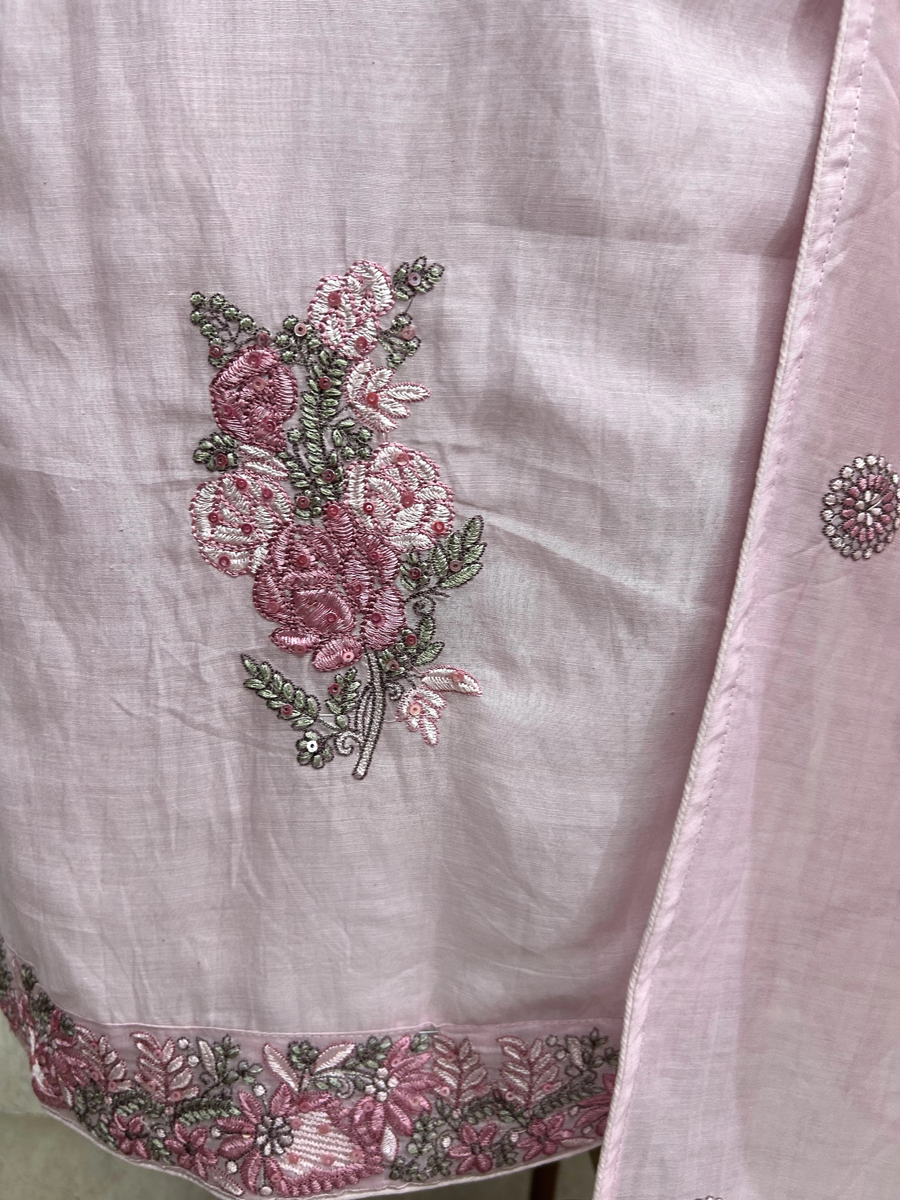 Embroidered Neckline Mul Unstitched Suit Set