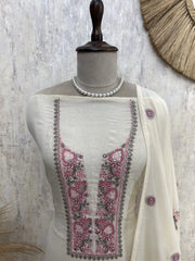 Embroidered Neckline Mul Unstitched Suit Set