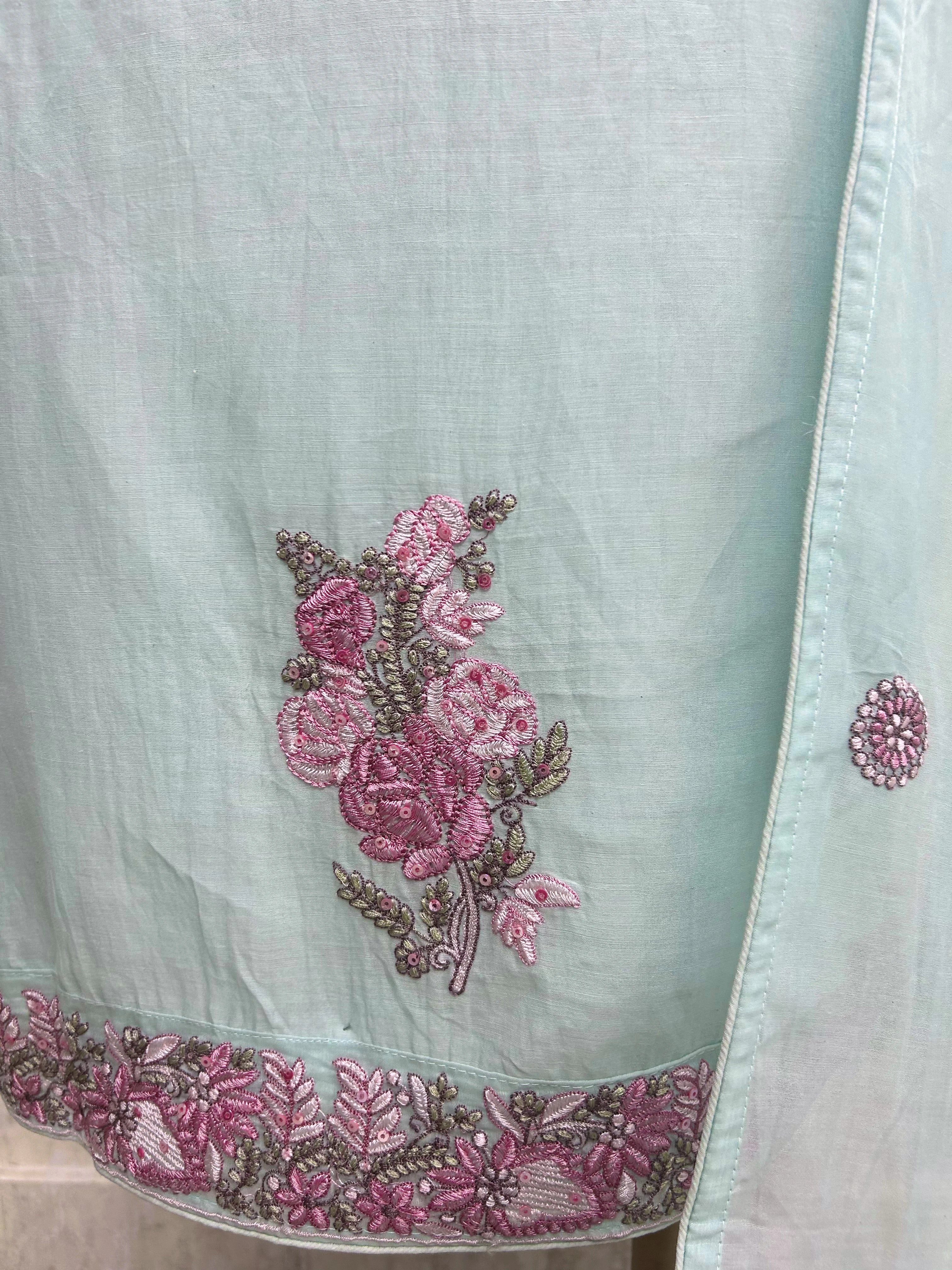 Embroidered Neckline Mul Unstitched Suit Set