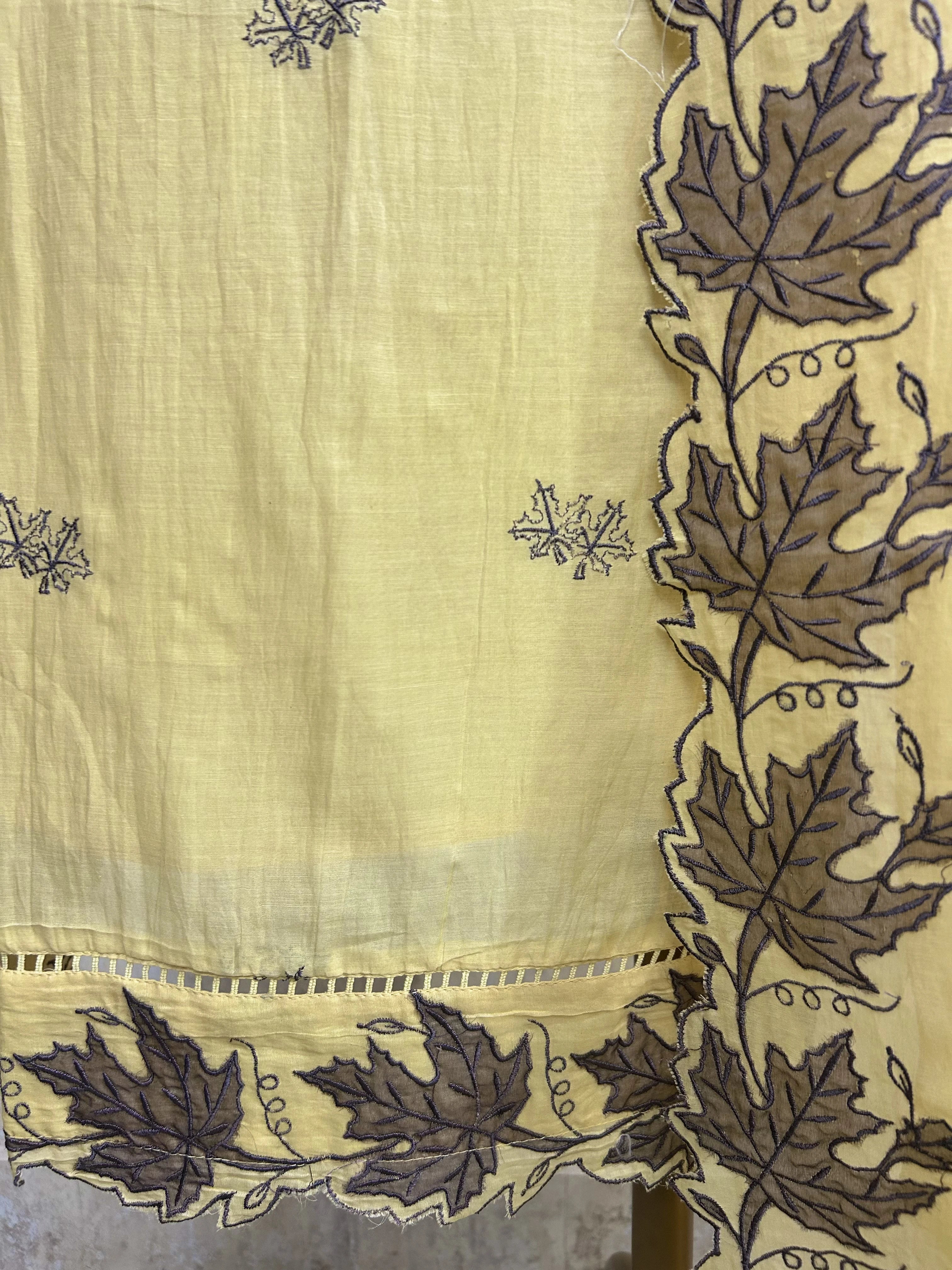 Maple Leaf Embroidery Mul Unstitched Suit Set