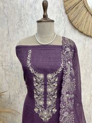 Embroidered Neckline Crush Tissue Unstitched Suit Set