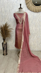 Hand Work Tissue Unstitched Suit Set