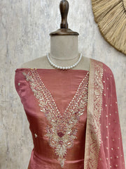 Hand Work Tissue Unstitched Suit Set