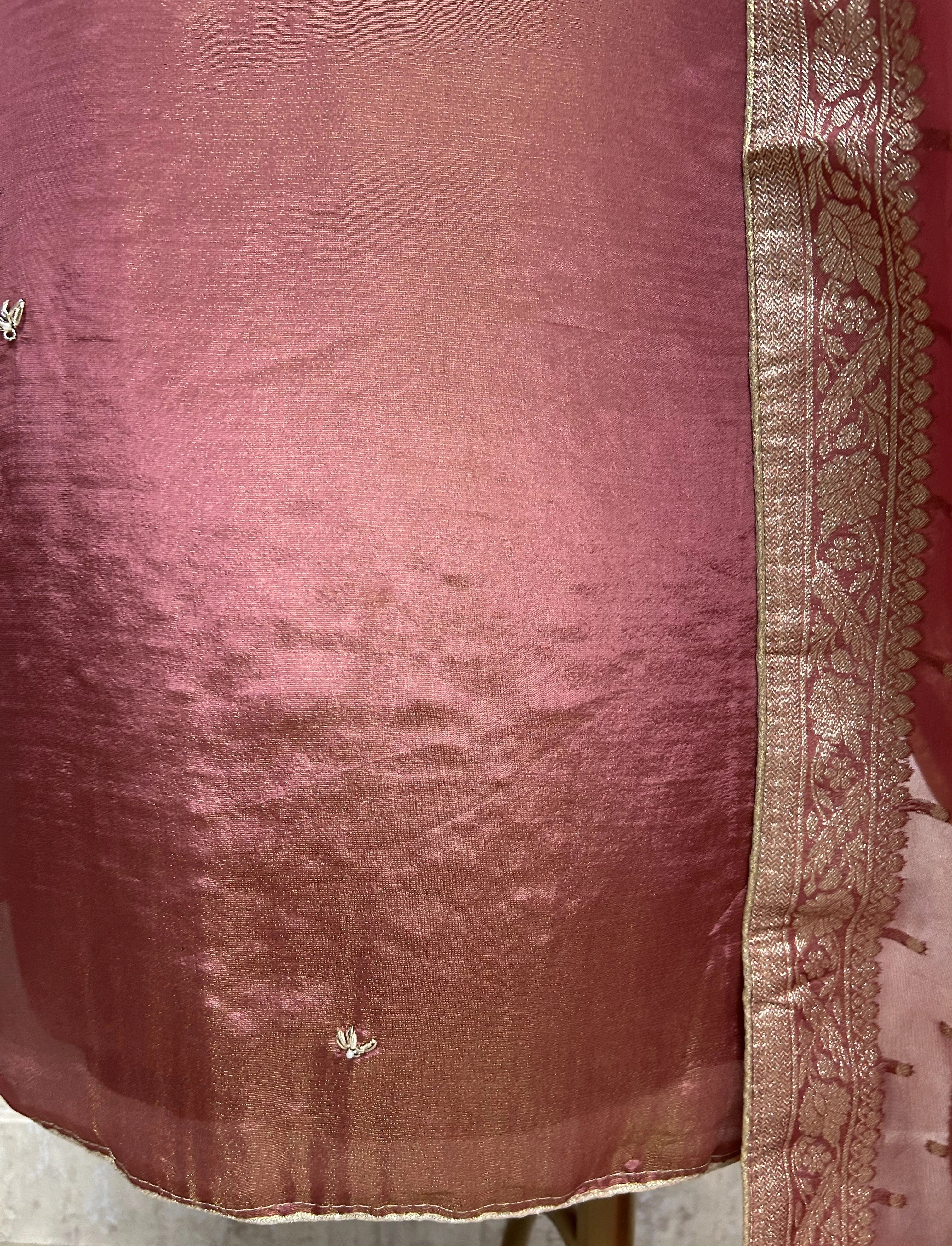 Hand Work Tissue Unstitched Suit Set