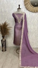 Hand Work Tissue Unstitched Suit Set