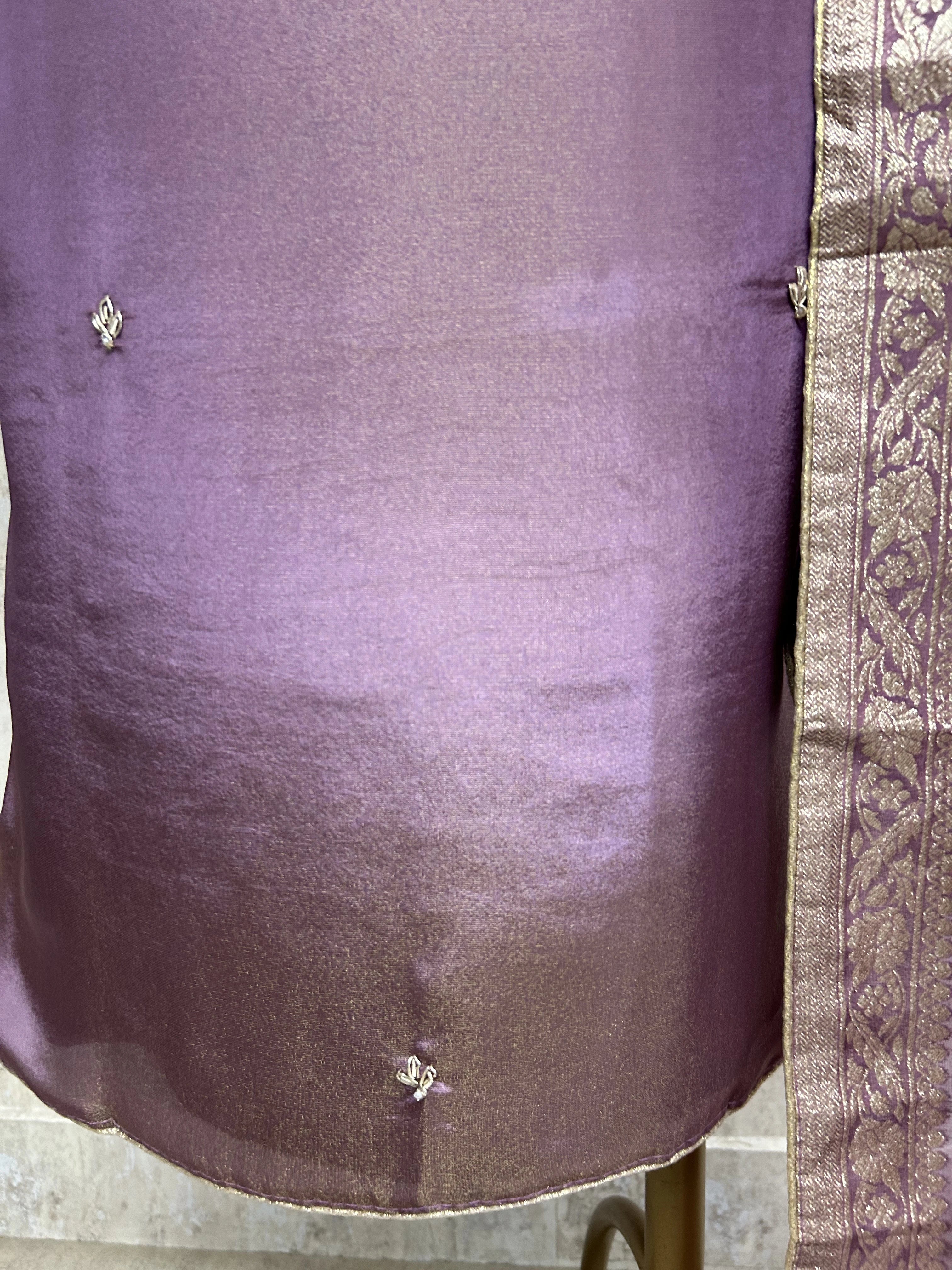 Hand Work Tissue Unstitched Suit Set