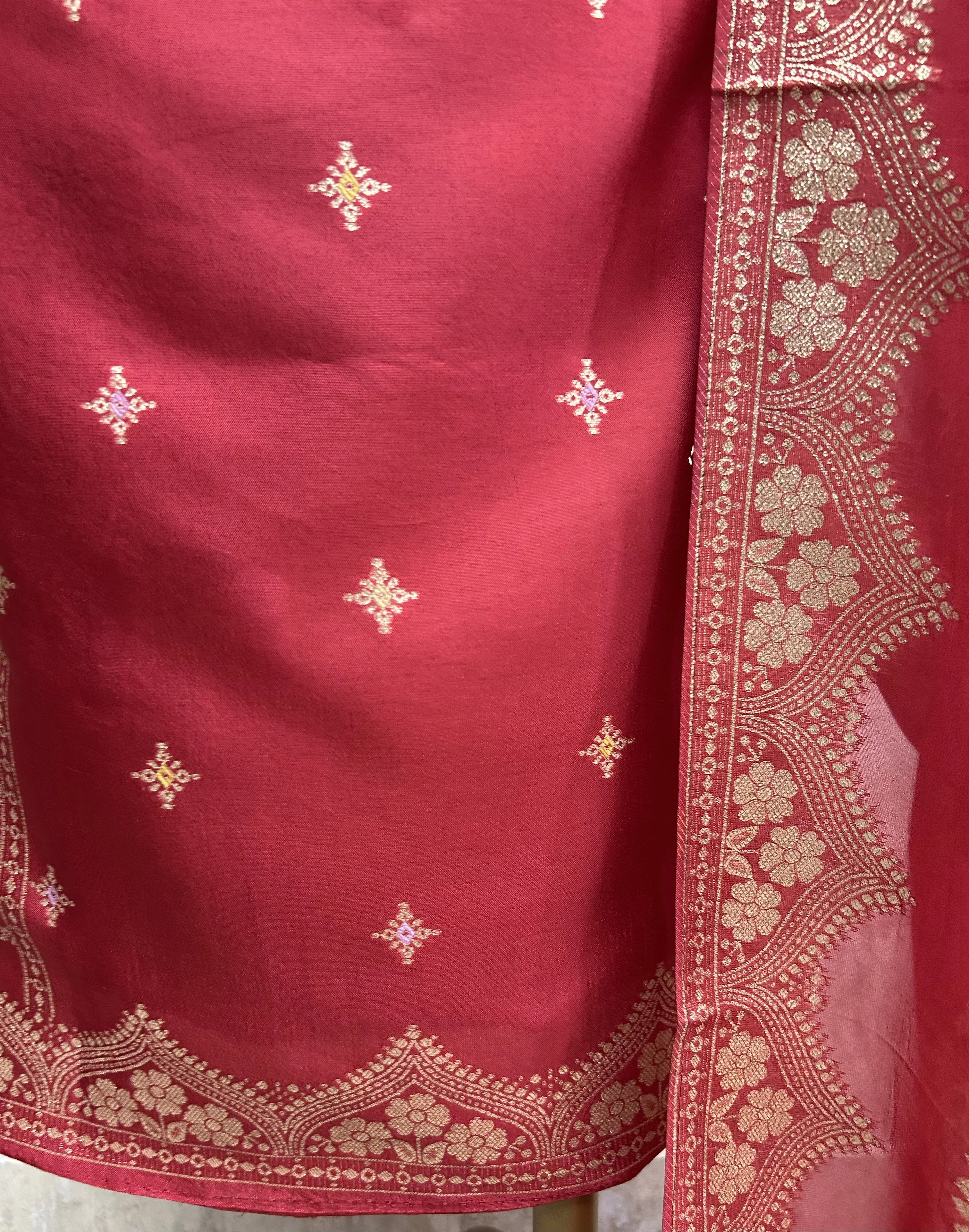 Banarasi Silk Unstitched Suit Set