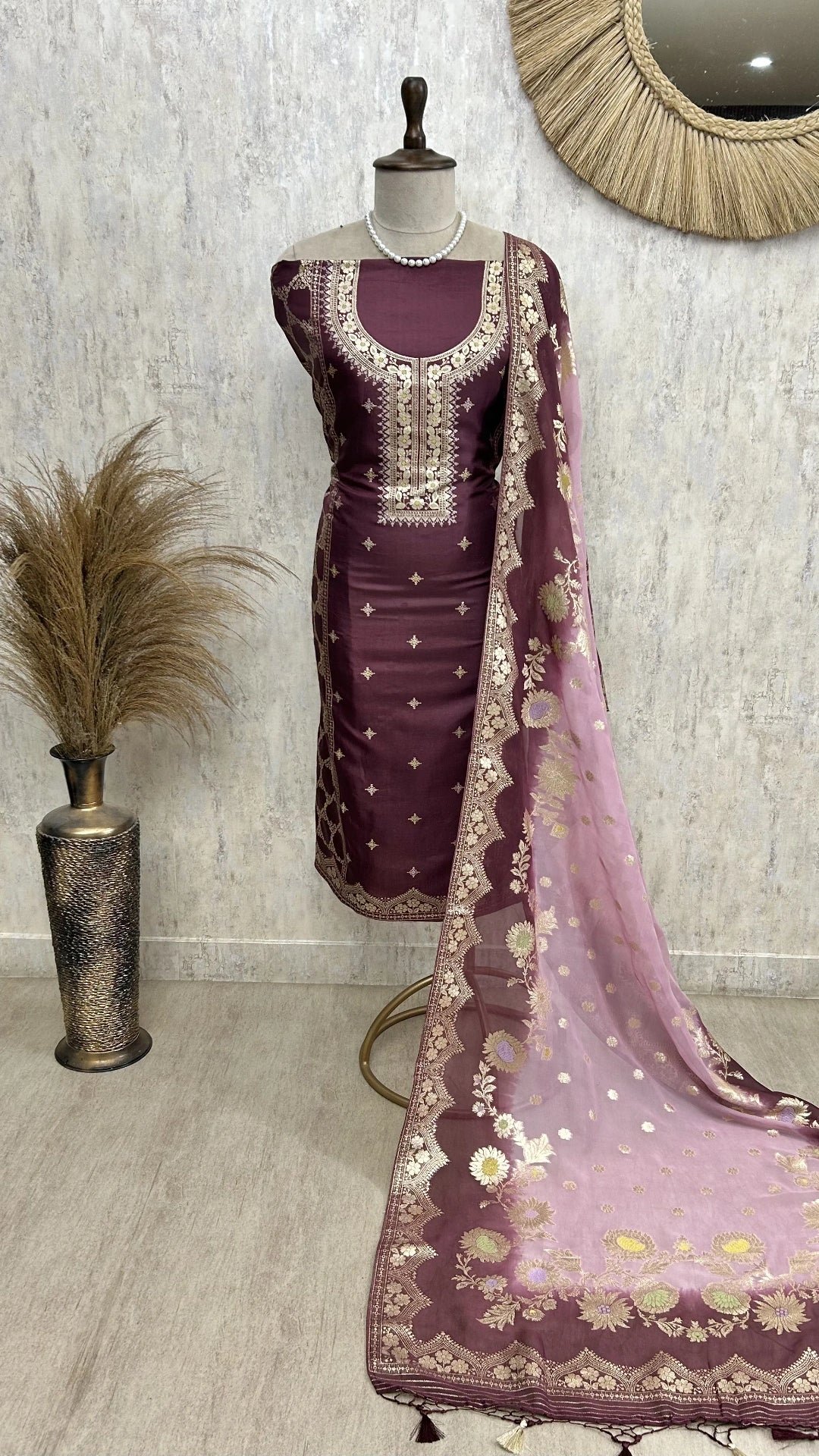 Banarasi Silk Unstitched Suit Set