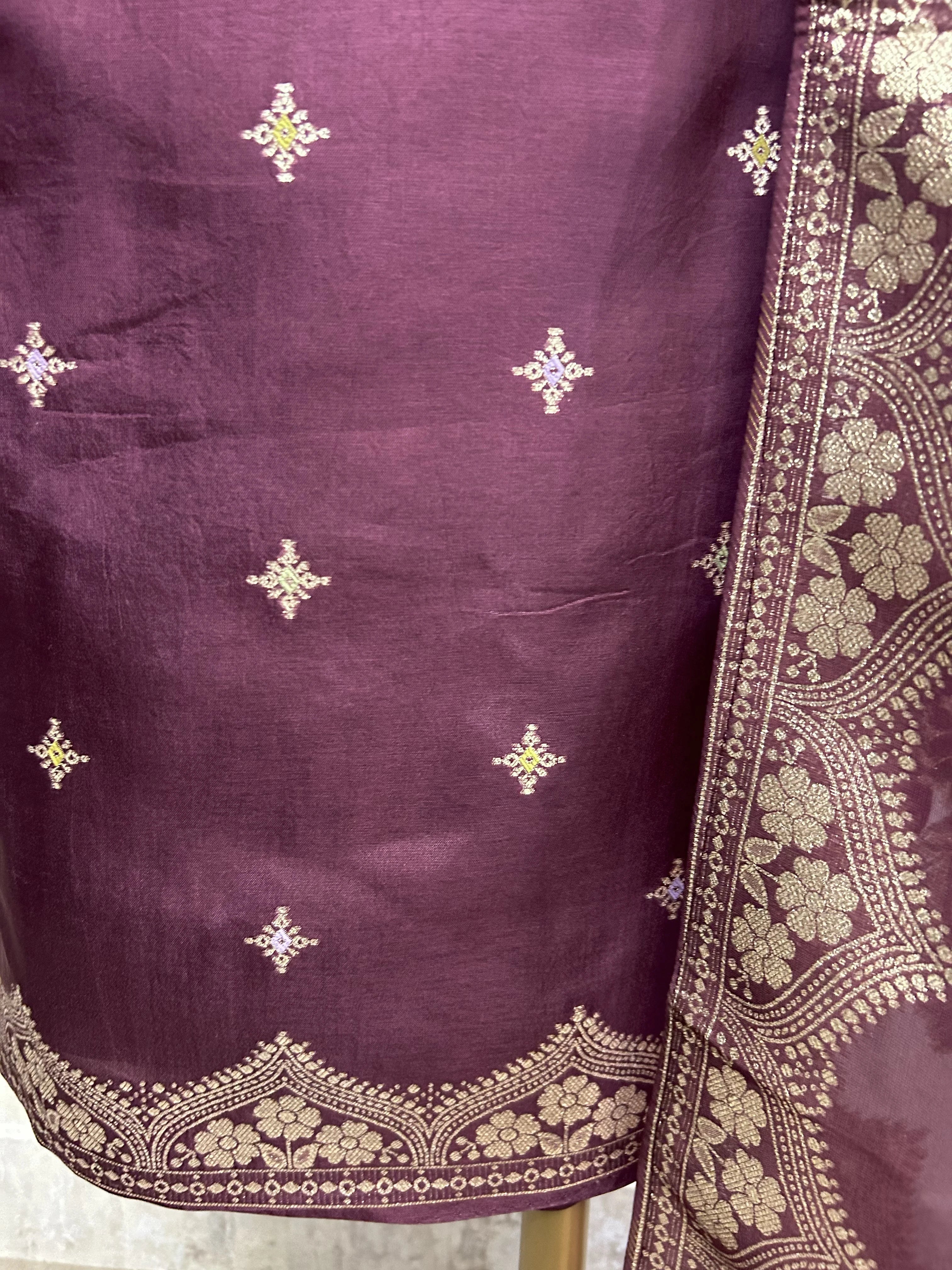 Banarasi Silk Unstitched Suit Set