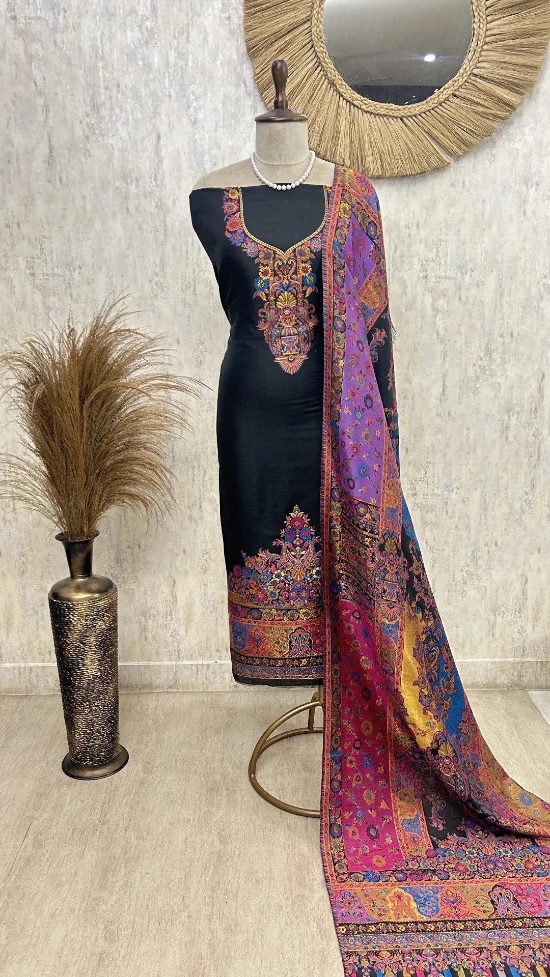 Kashmiri Kani Cotton Silk Unstitched Suit