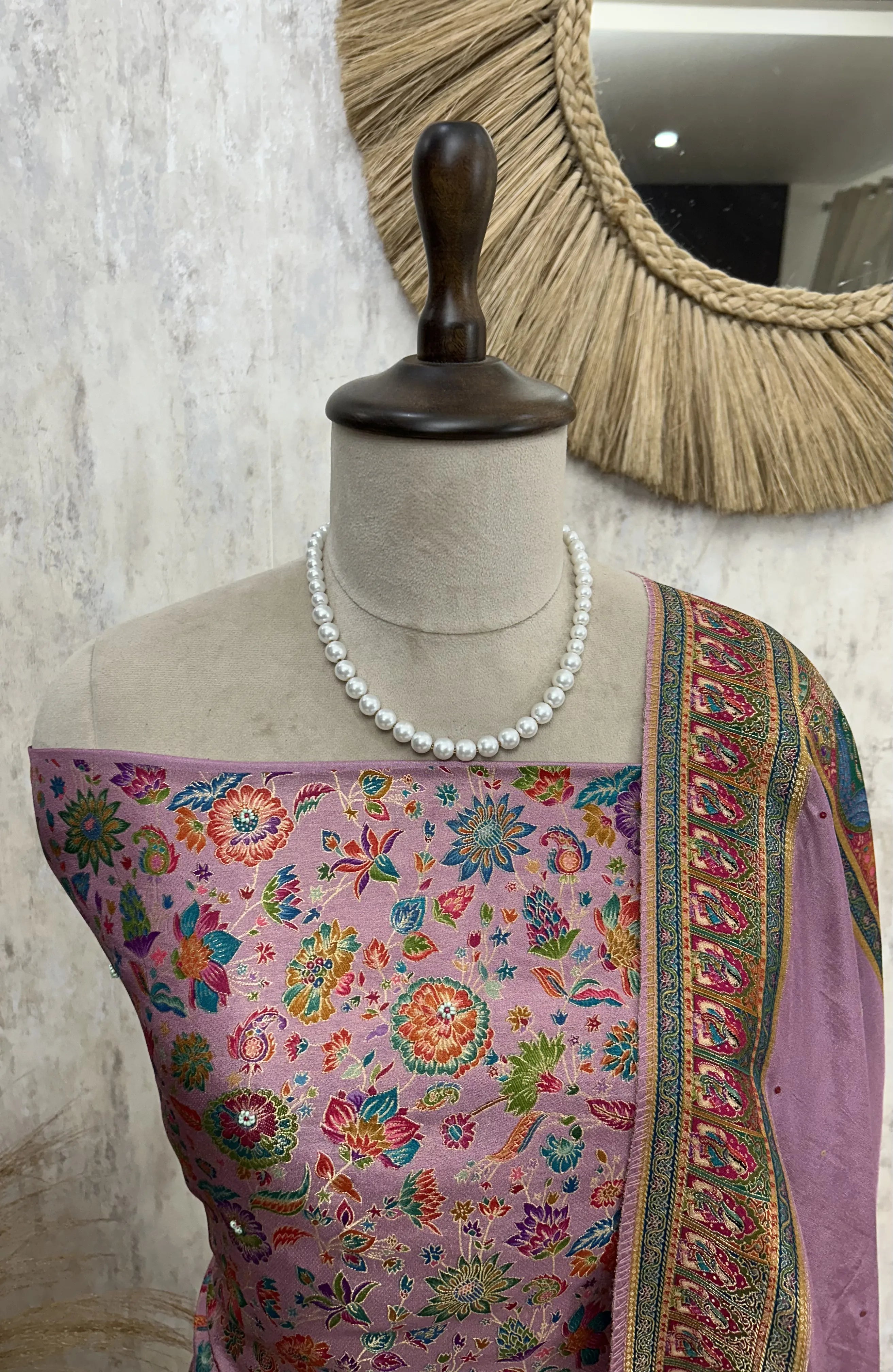 Position Print Banarasi Silk Unstitched Suit