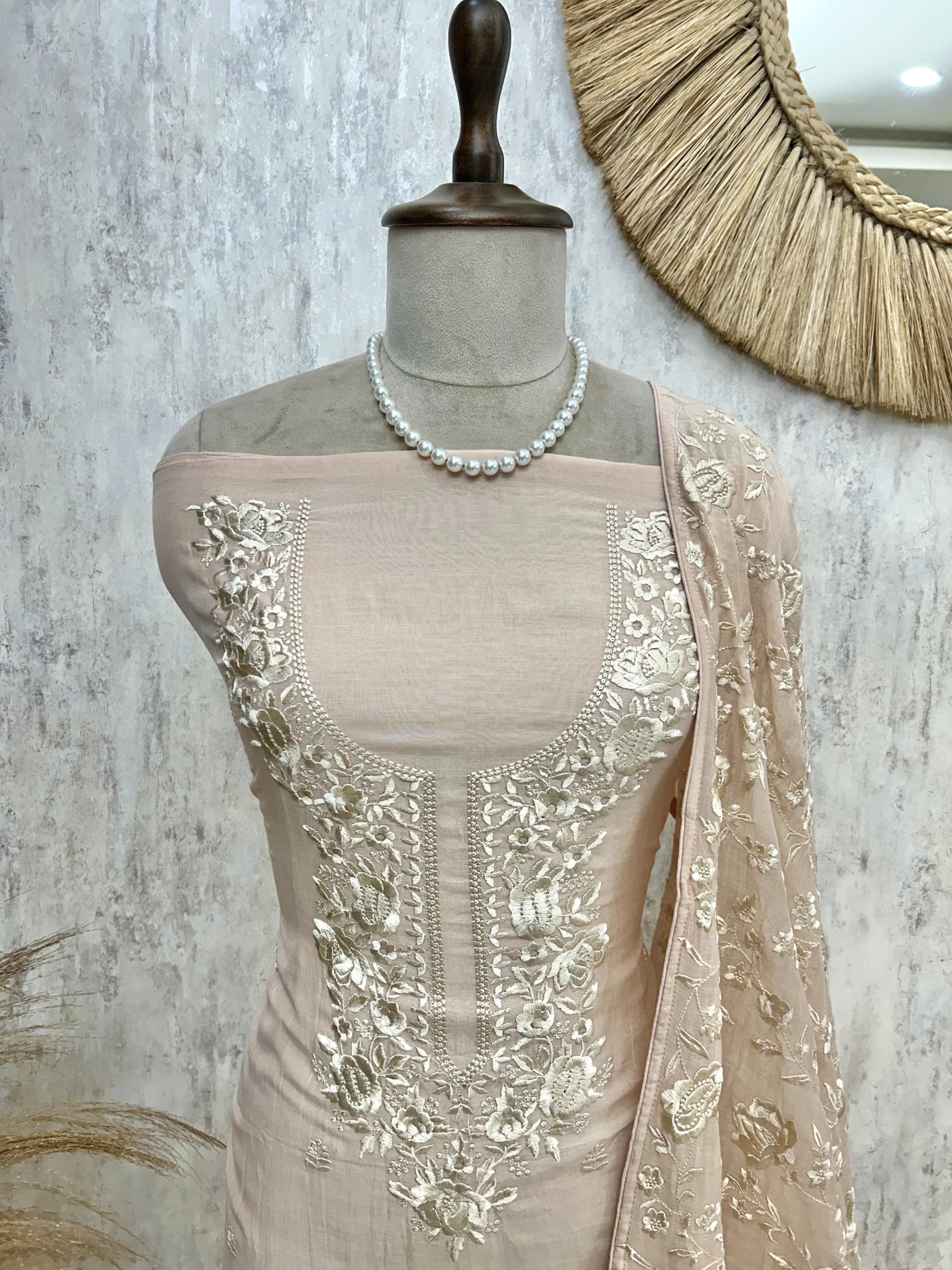 Mul Unstitched Suit With Intricate Embroidery