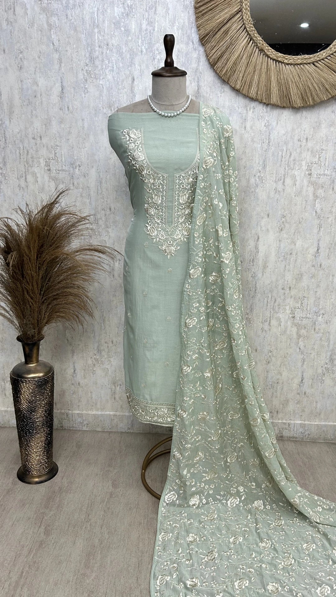 Mul Unstitched Suit With Intricate Embroidery