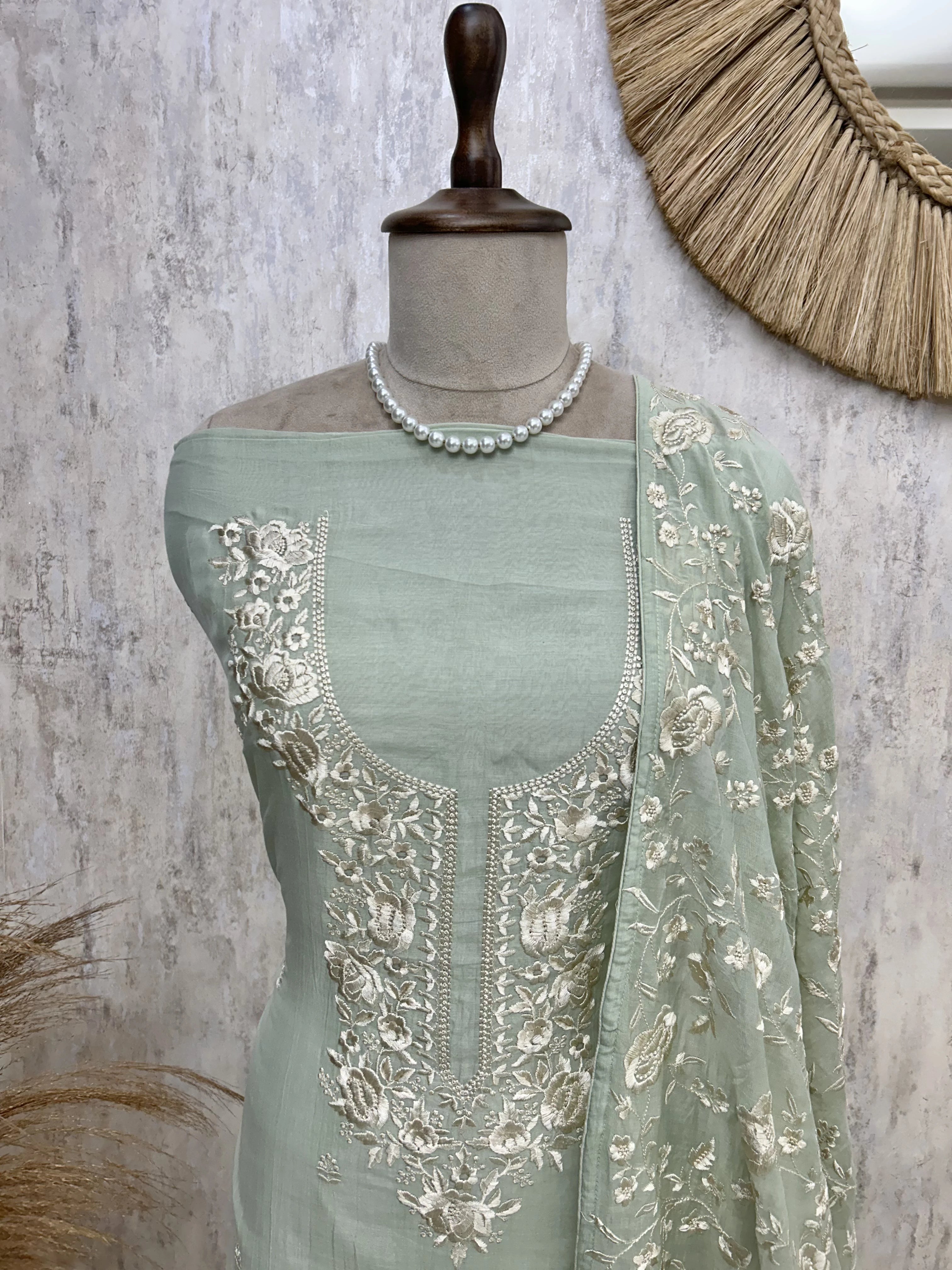 Mul Unstitched Suit With Intricate Embroidery