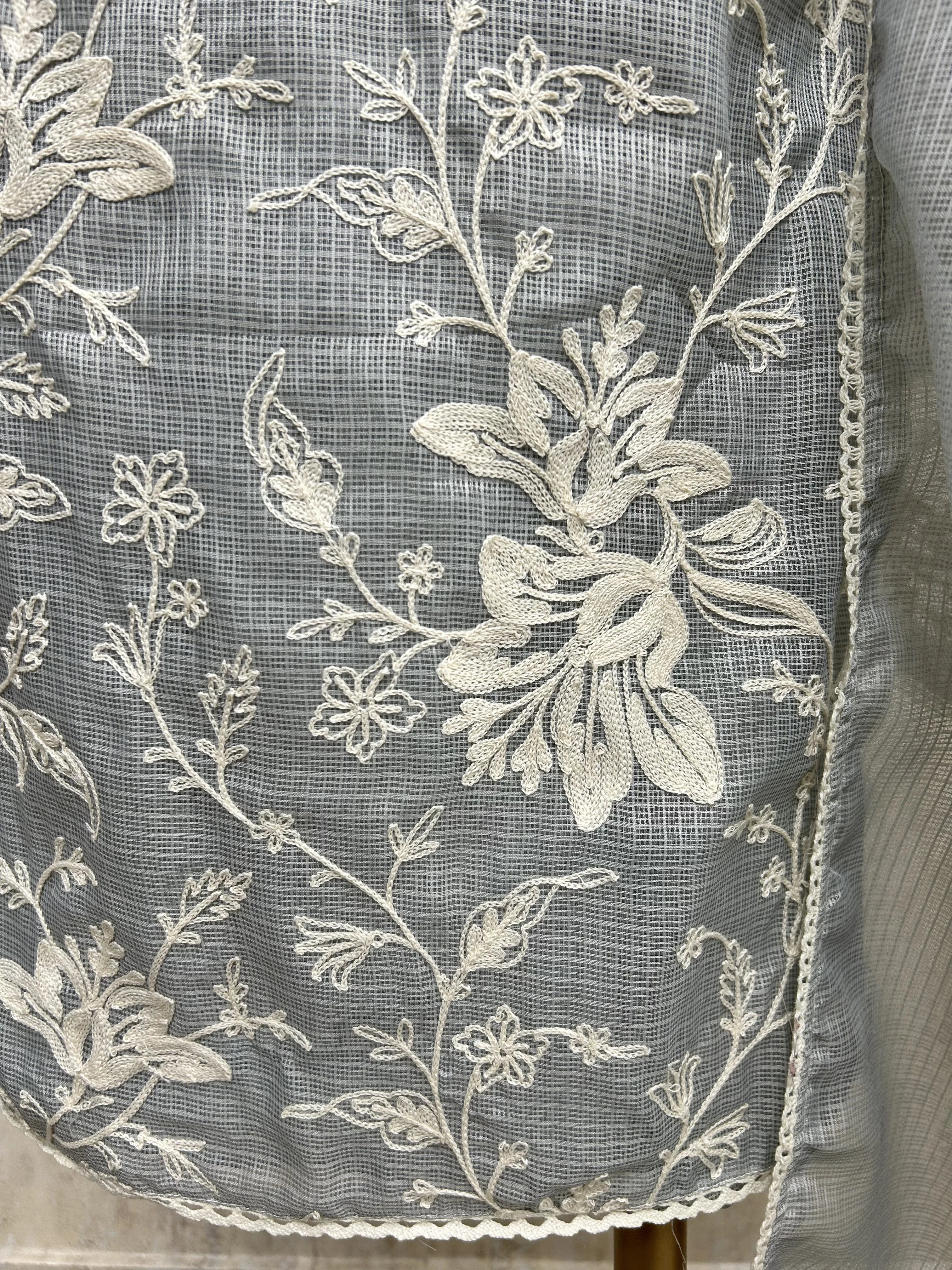 Thread Embroidered Kota Unstitched Suit Set