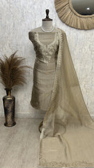 Applique Embroidered Glass Organza Unstitched Suit Set