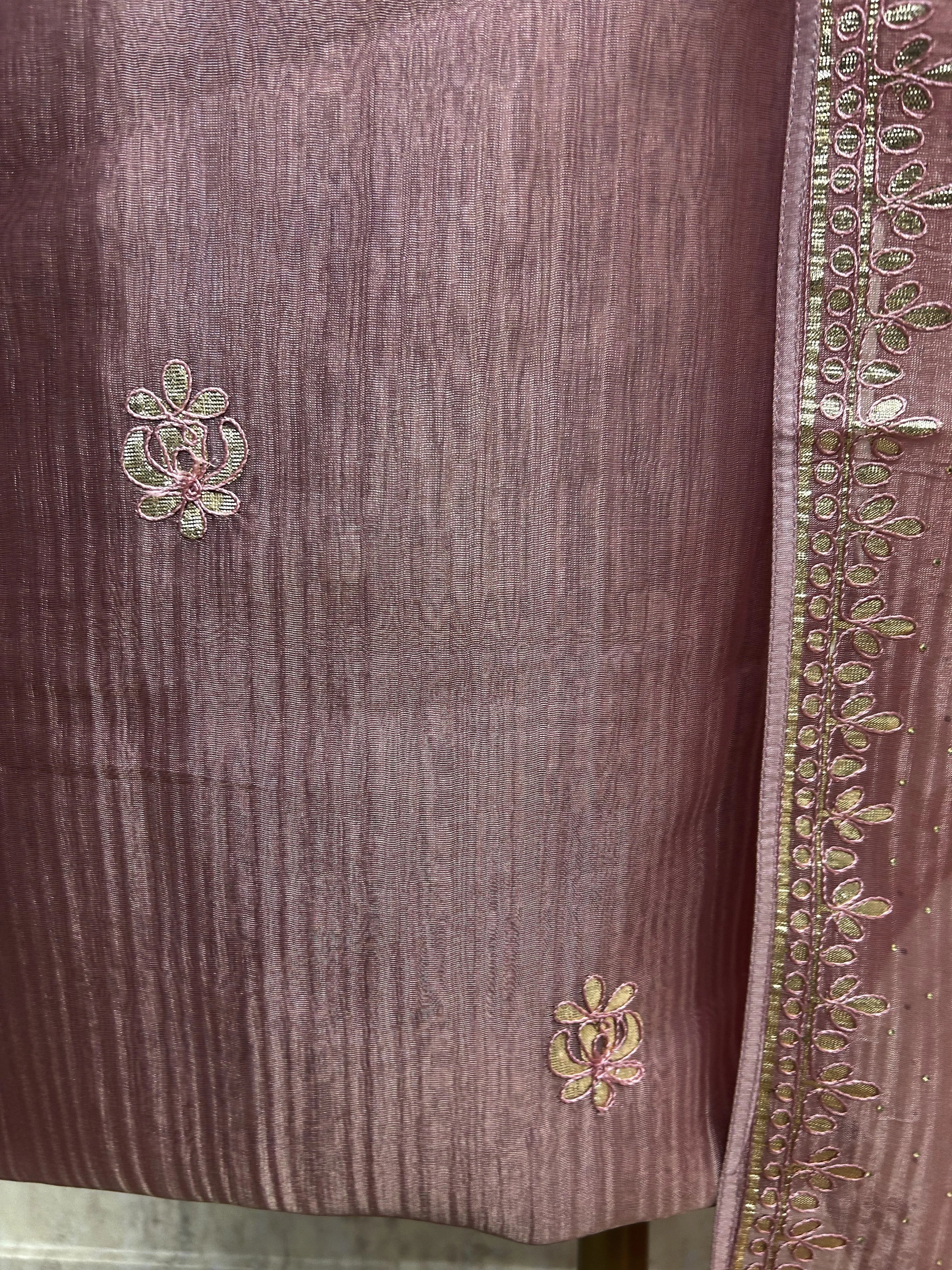 Applique Embroidered Glass Organza Unstitched Suit Set