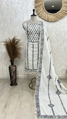 Cotton Schiffli Unstitched Suit