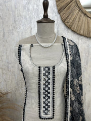 Kota Unstitched Suit Set With Thread Work On Hemline