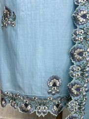 Mul Unstitched Suit Set With Floral Work