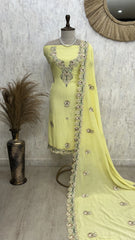 Mul Unstitched Suit Set With Floral Work