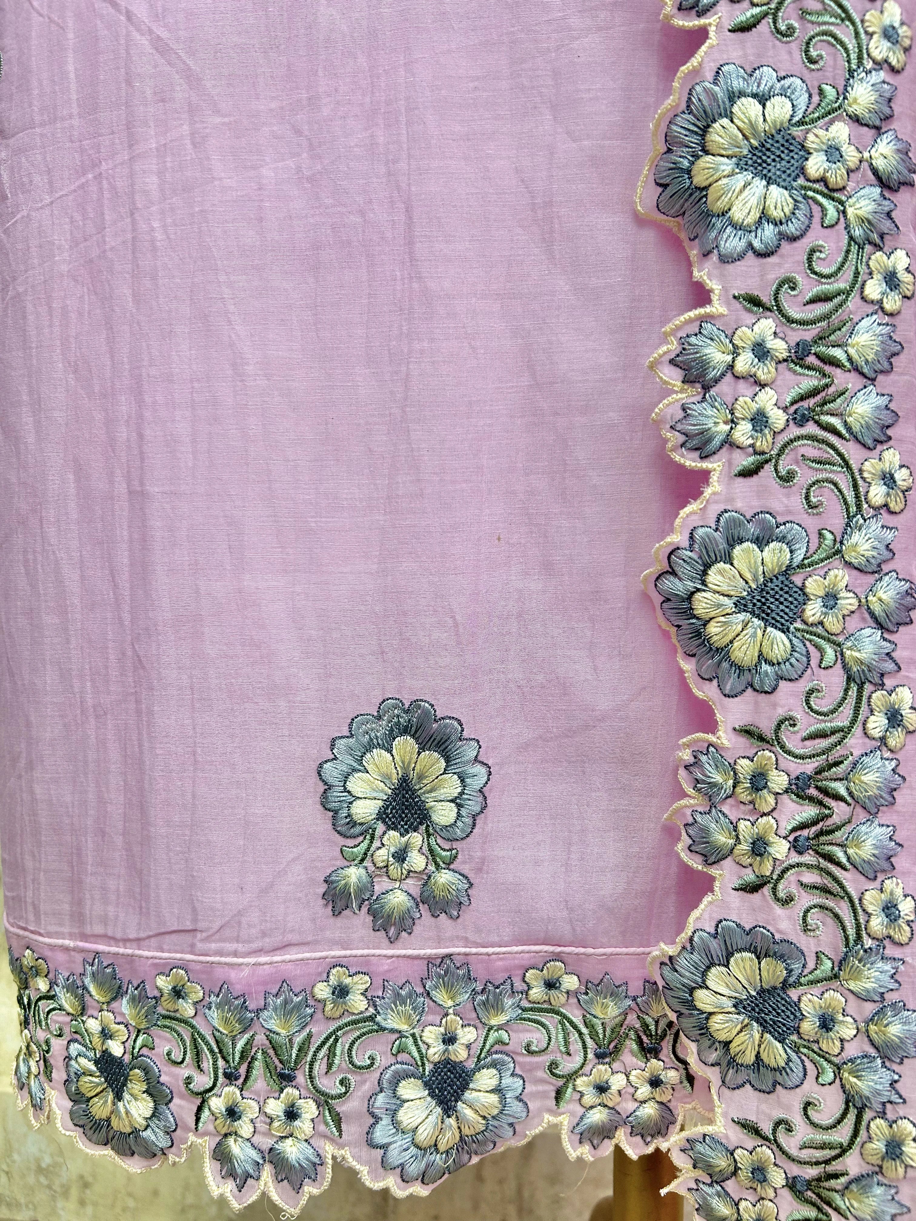 Mul Unstitched Suit Set With Floral Work