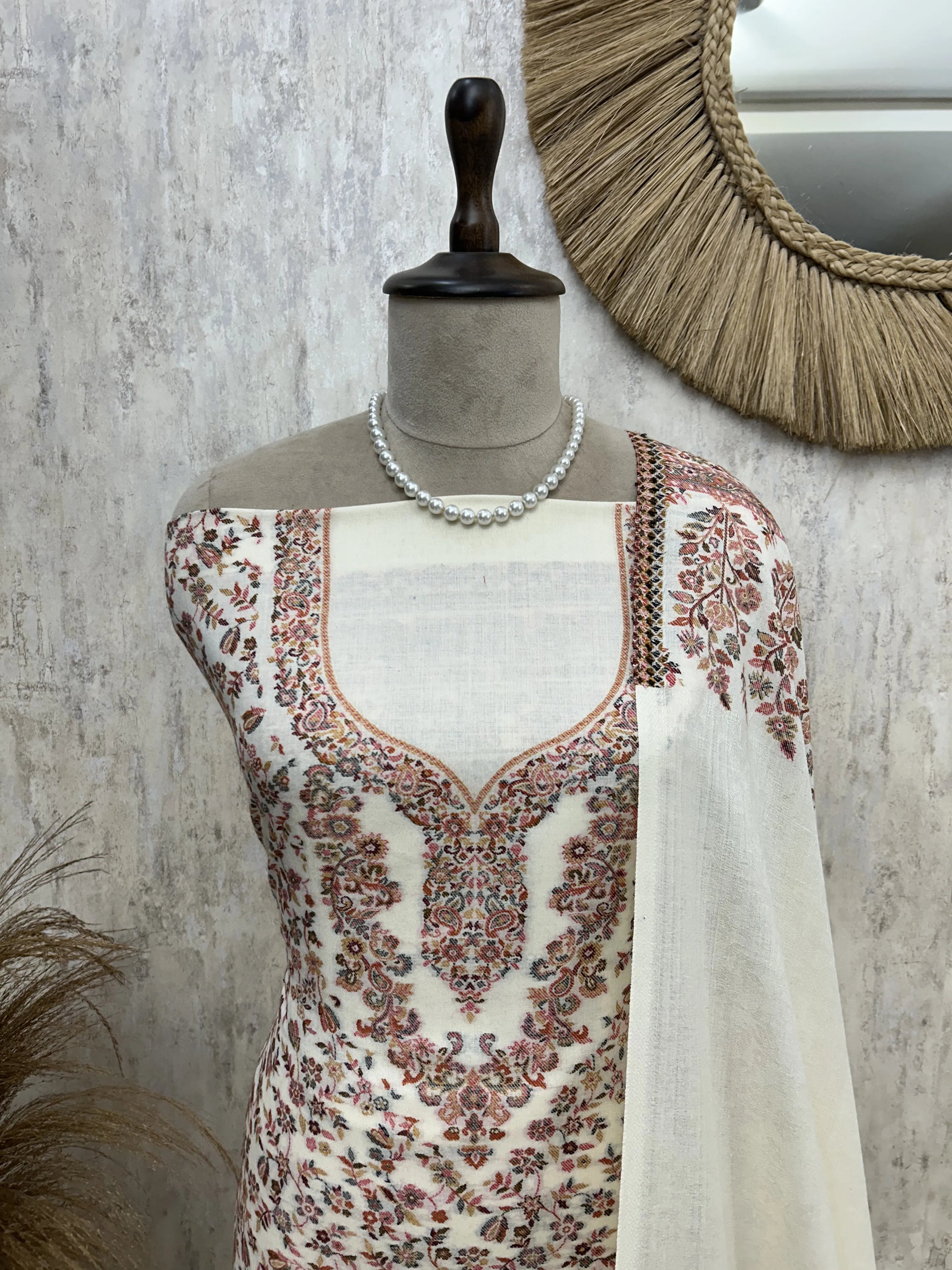 Heritage kashmiri pashmina unstitched suit