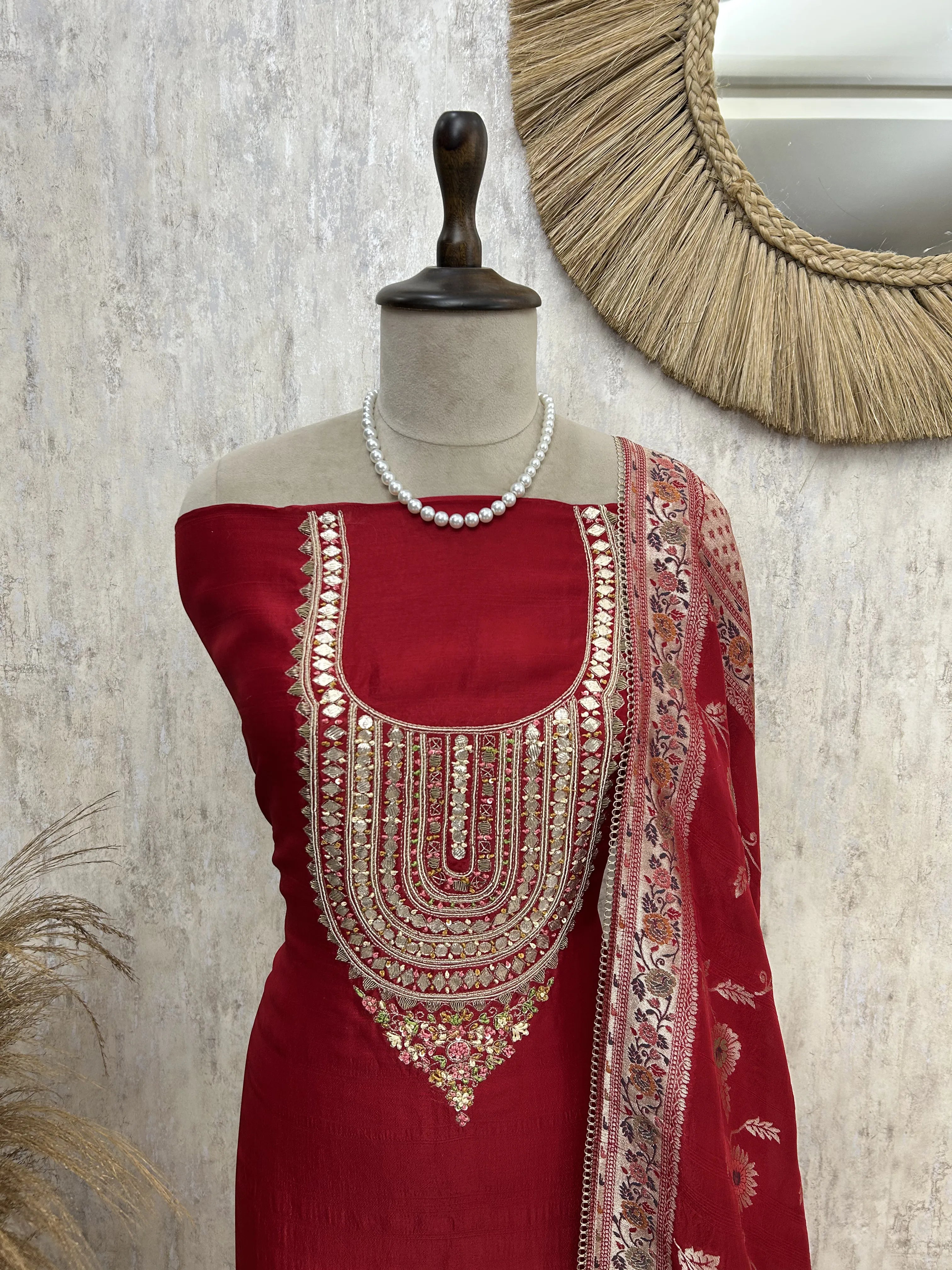 Royale festive tussar silk unstitched suit