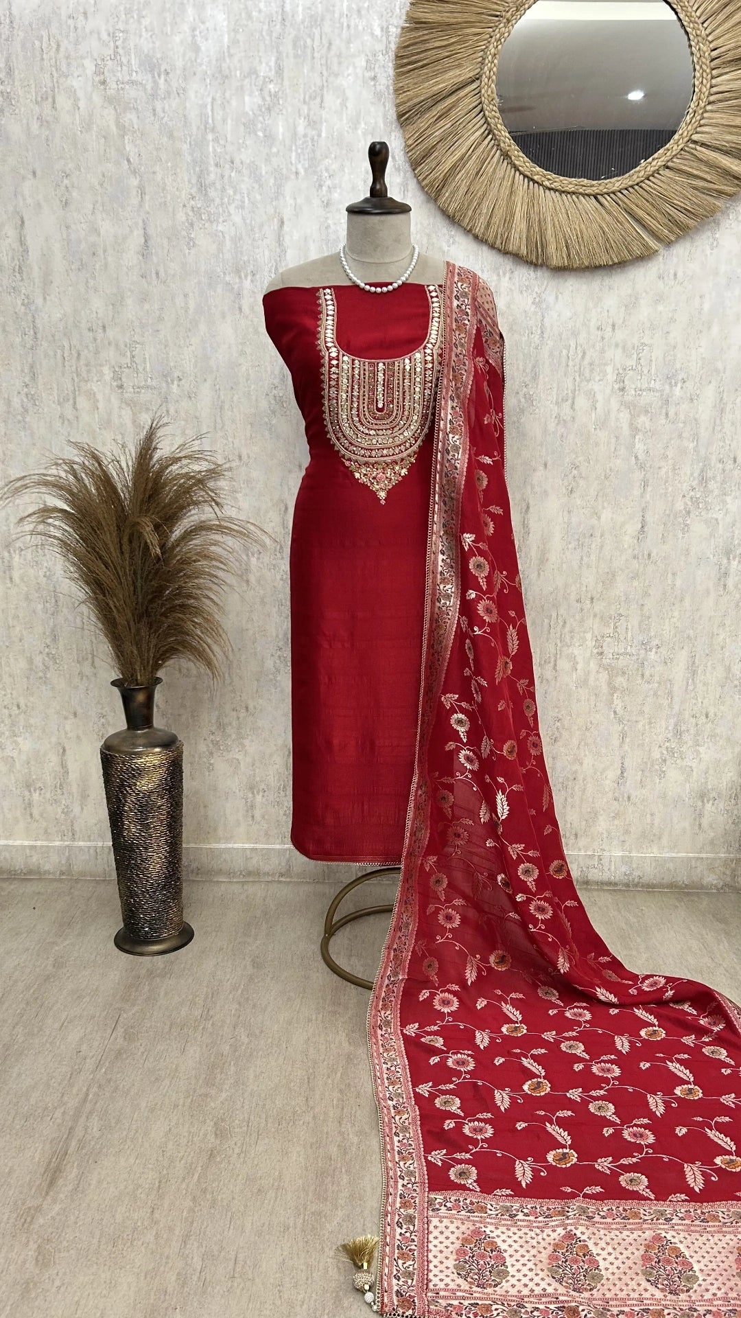 Royale festive tussar silk unstitched suit