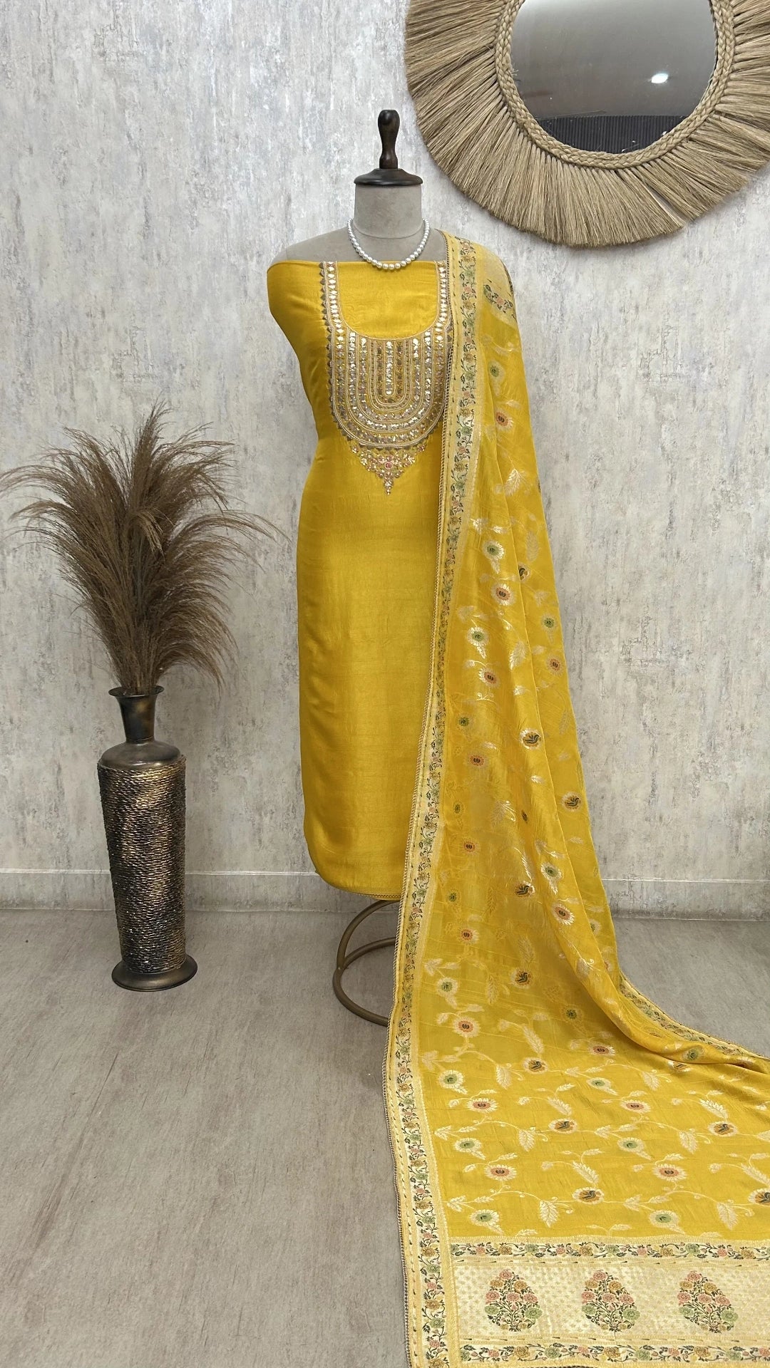 Royale festive tussar silk unstitched suit