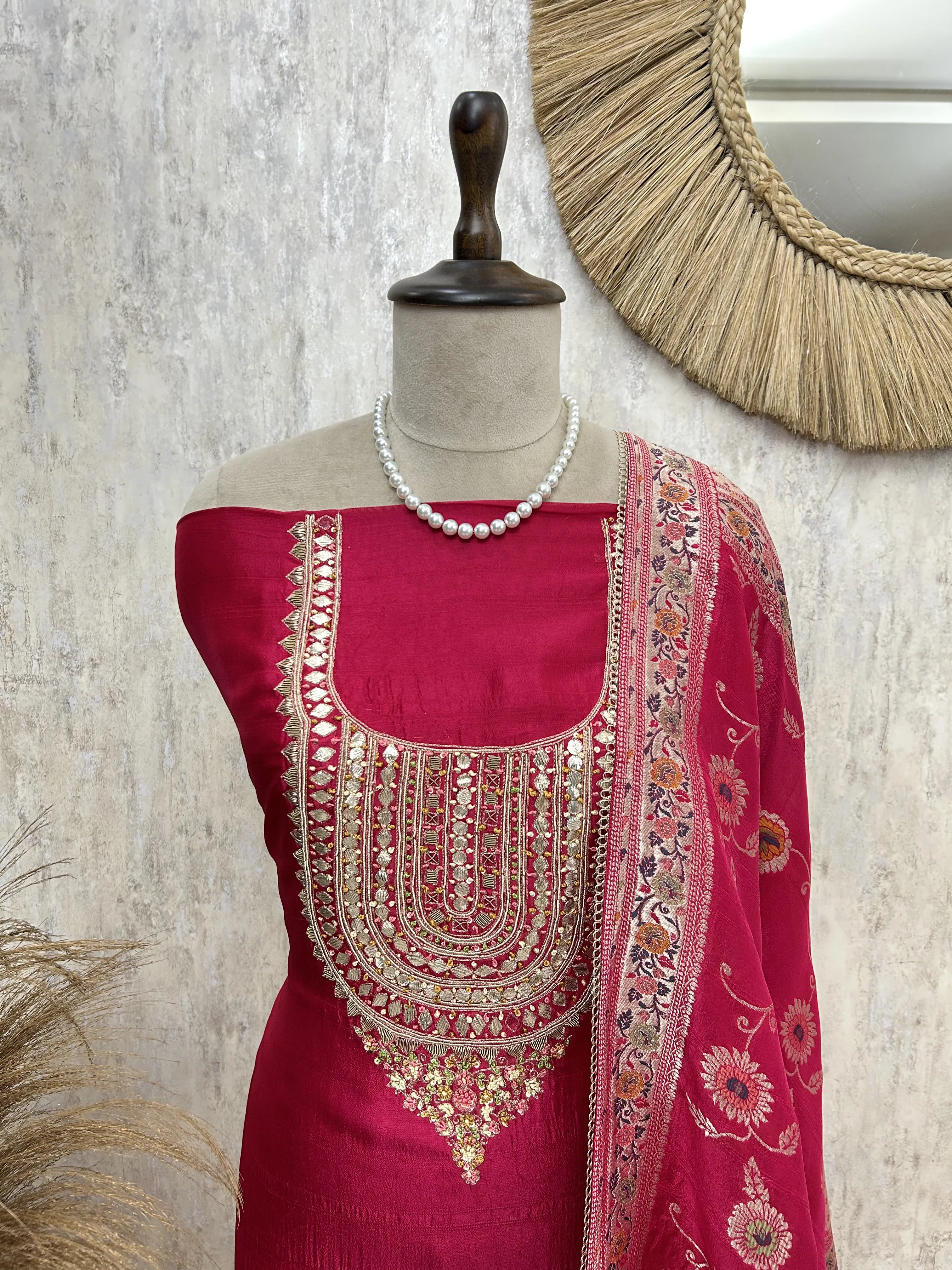 Royale festive tussar silk unstitched suit
