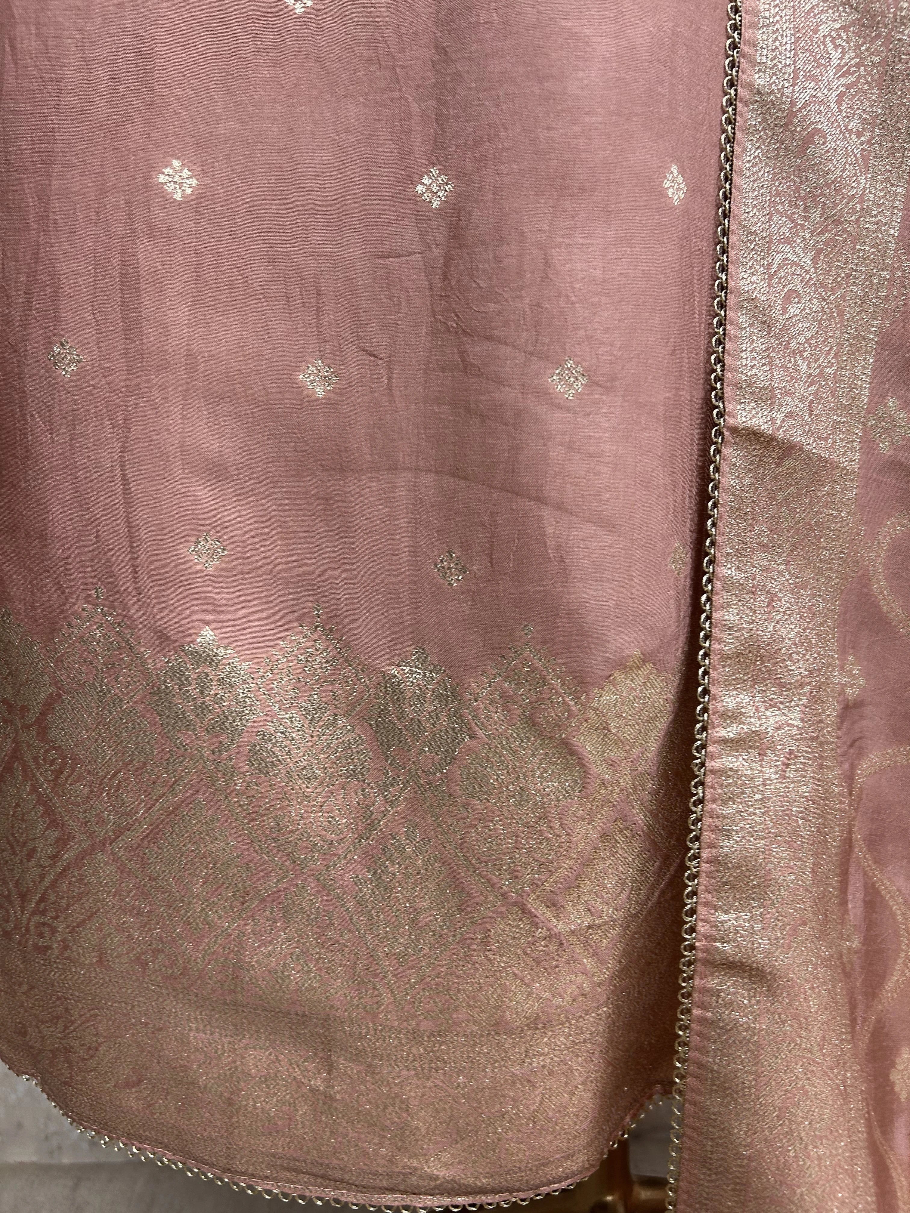 Dola Silk Unstitched Suit Set With Banarasi Work